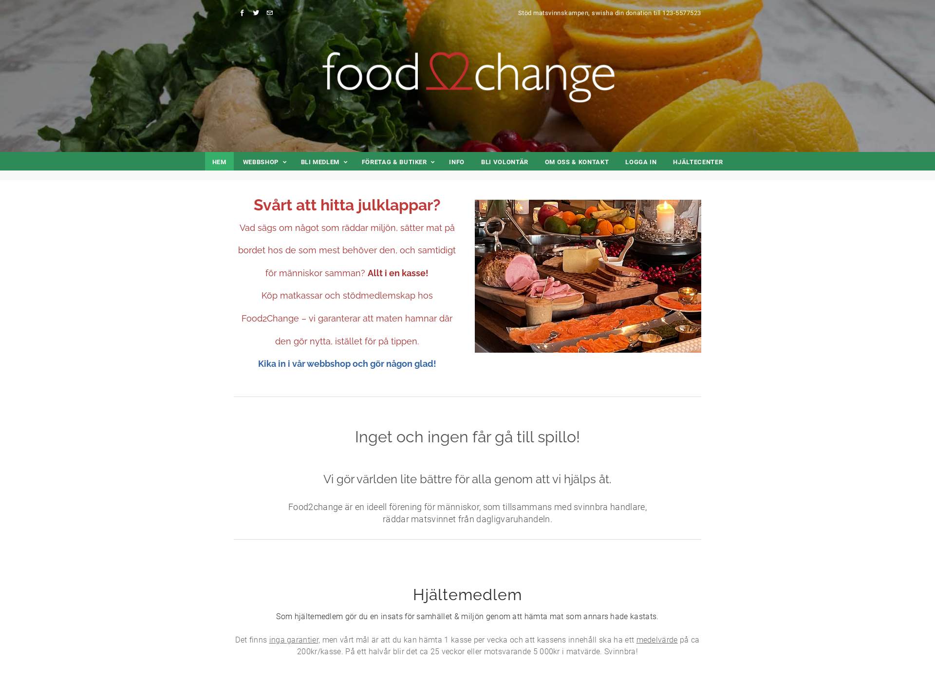 Skärmdump för food4change.fi