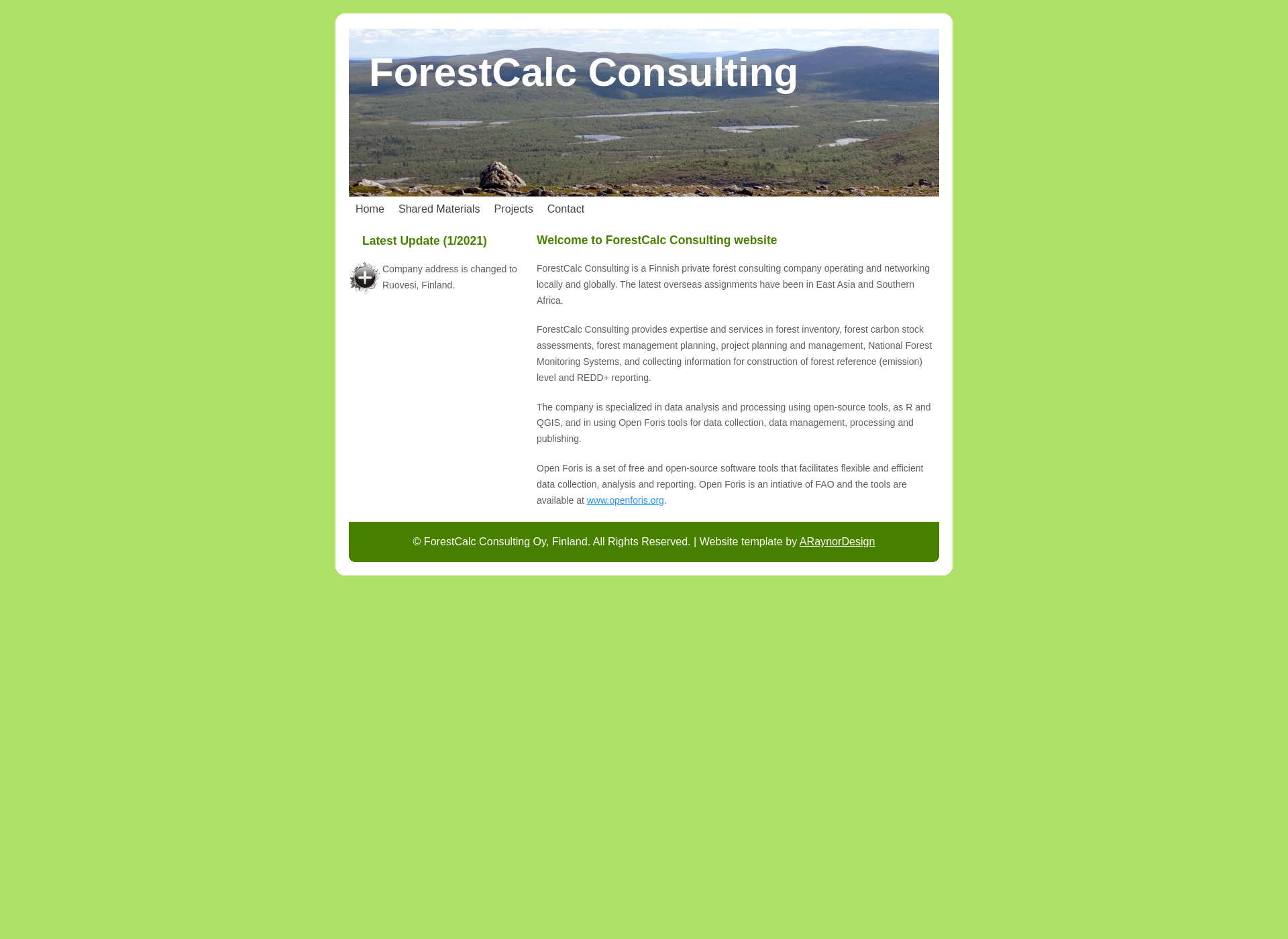 Skärmdump för forestcalc.com