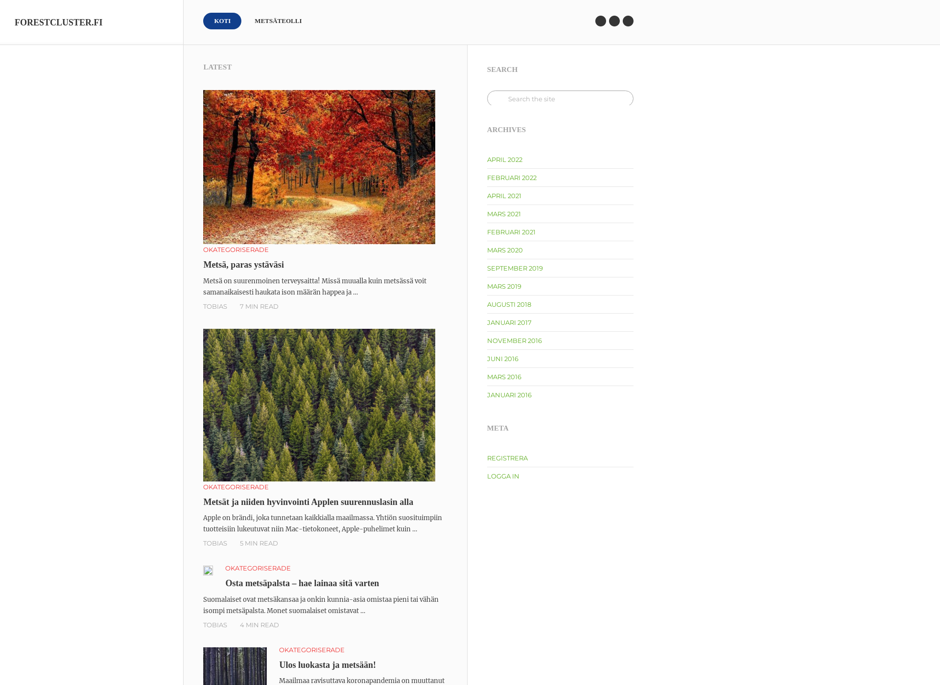 Screenshot for forestcluster.fi