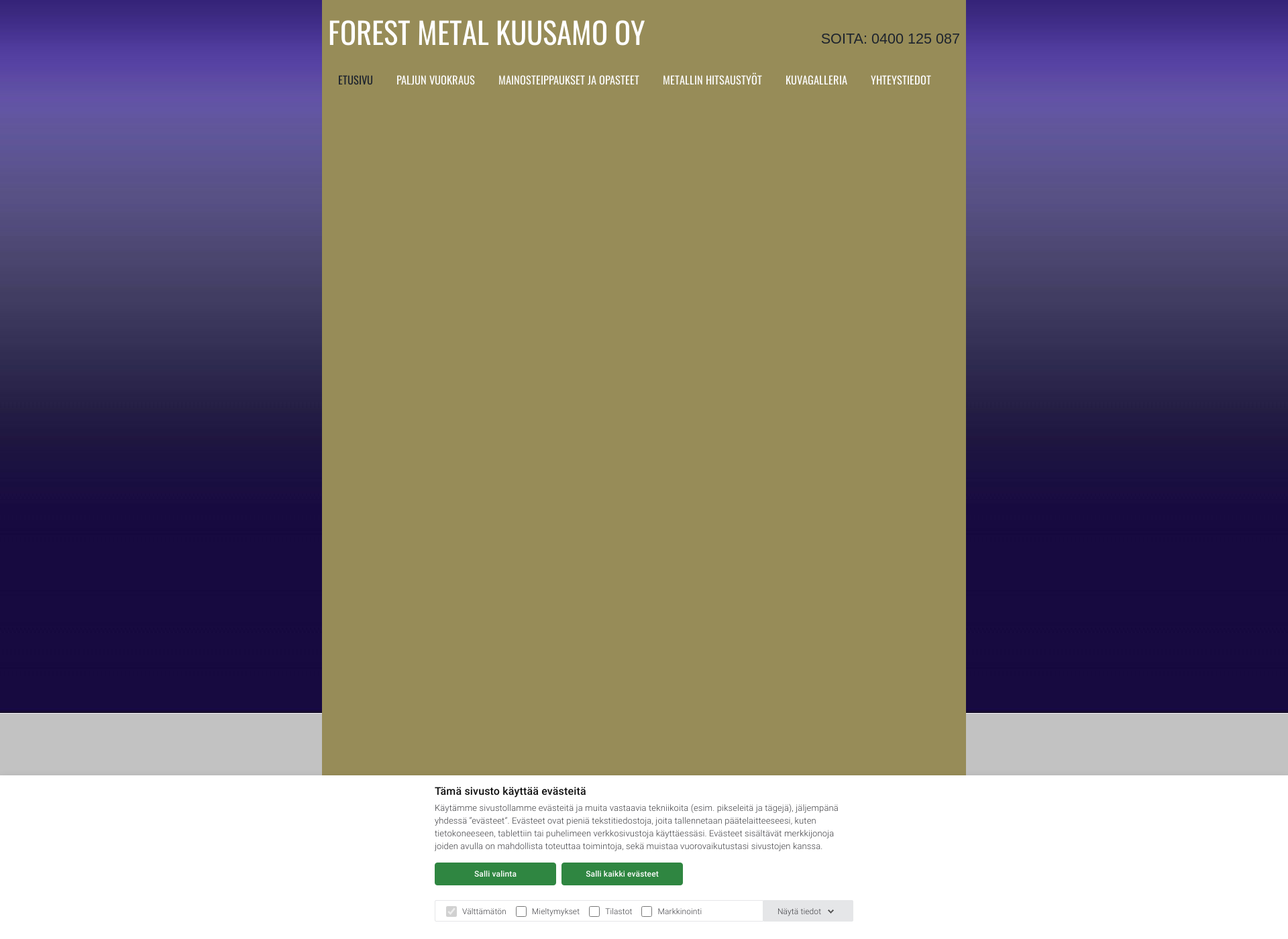 Skärmdump för forestmetalkuusamo.fi