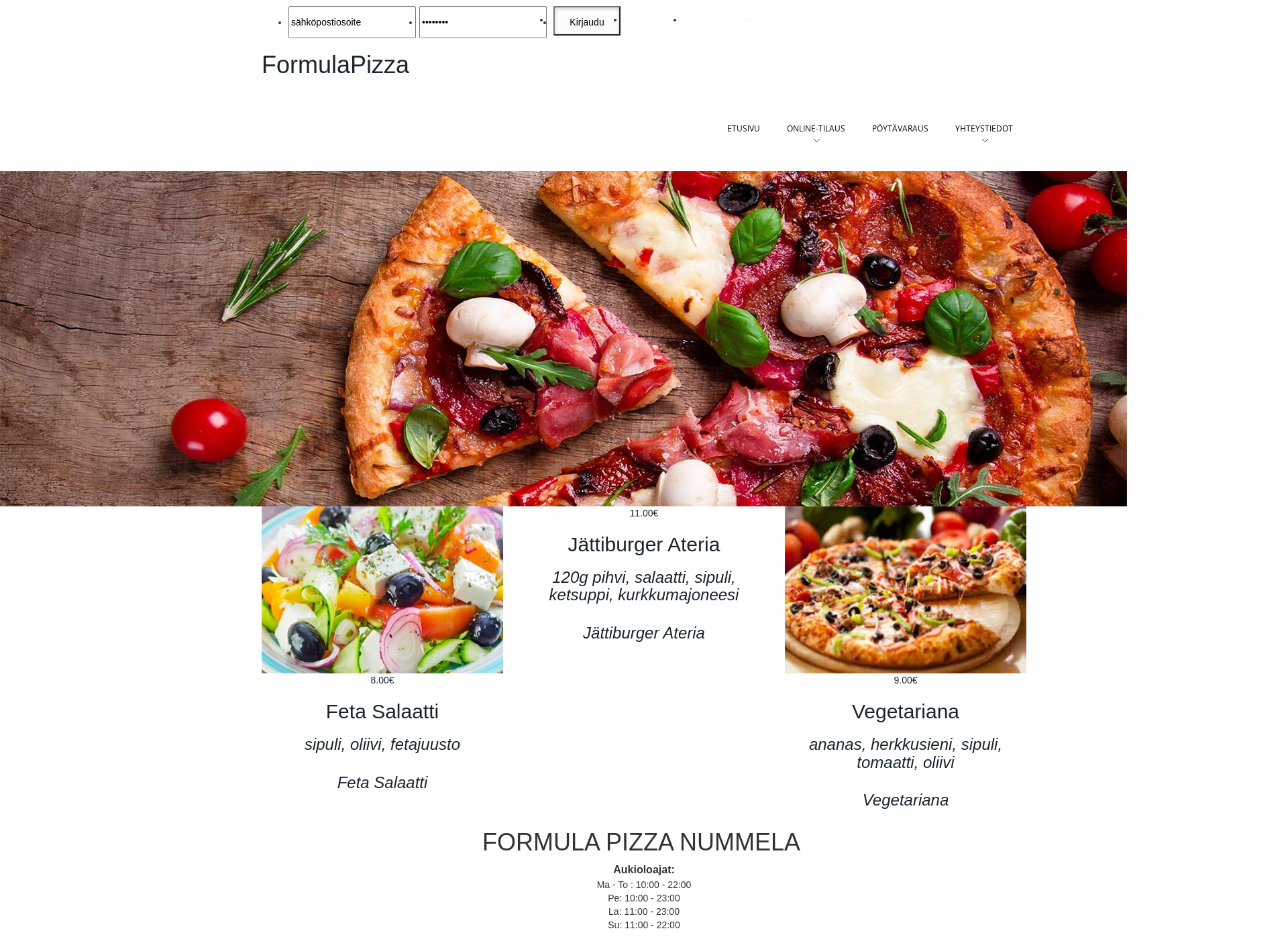 Screenshot for formulapizza.fi
