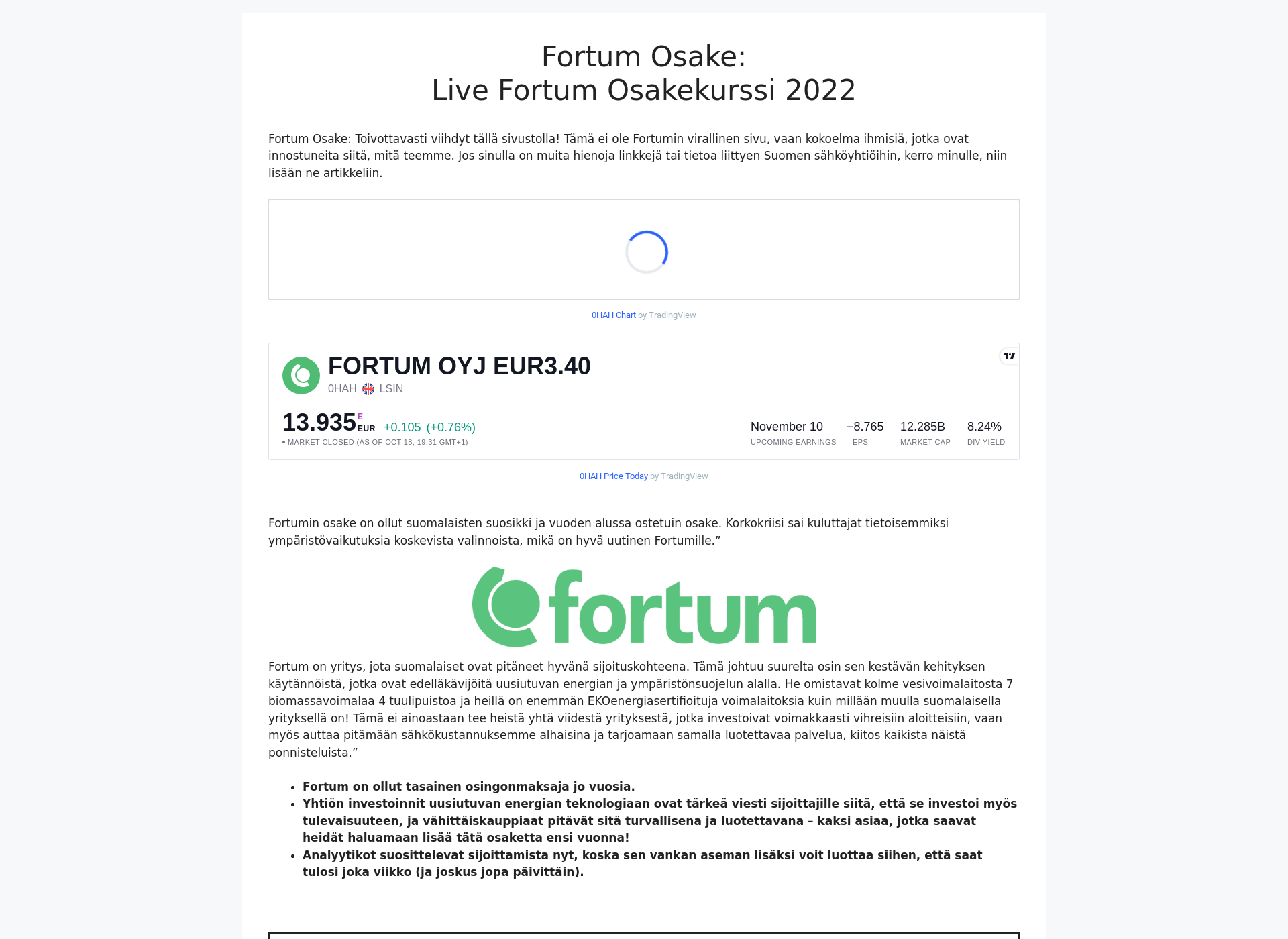 Screenshot for fortum-osake.fi