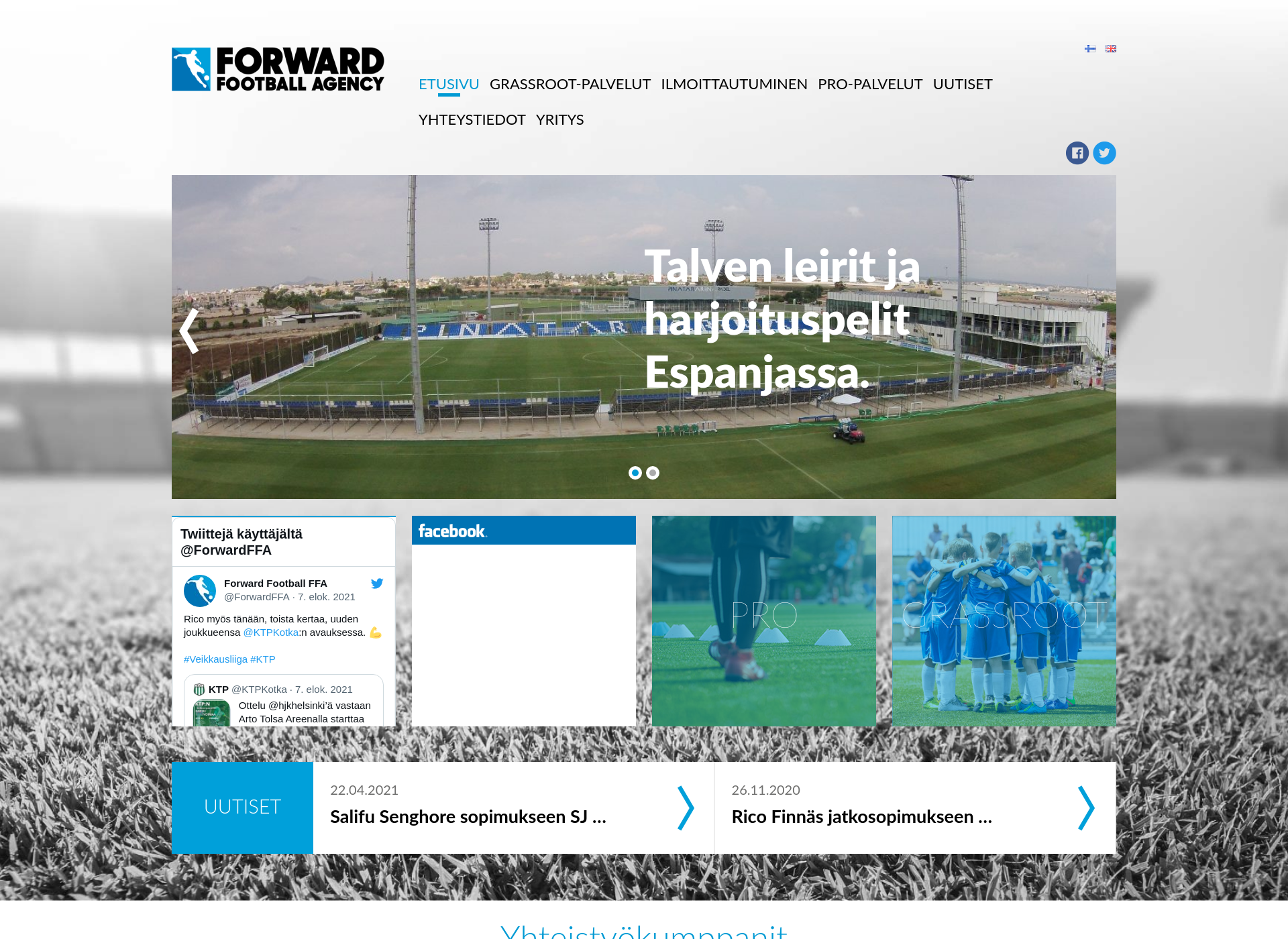 Skärmdump för forwardfootball.fi