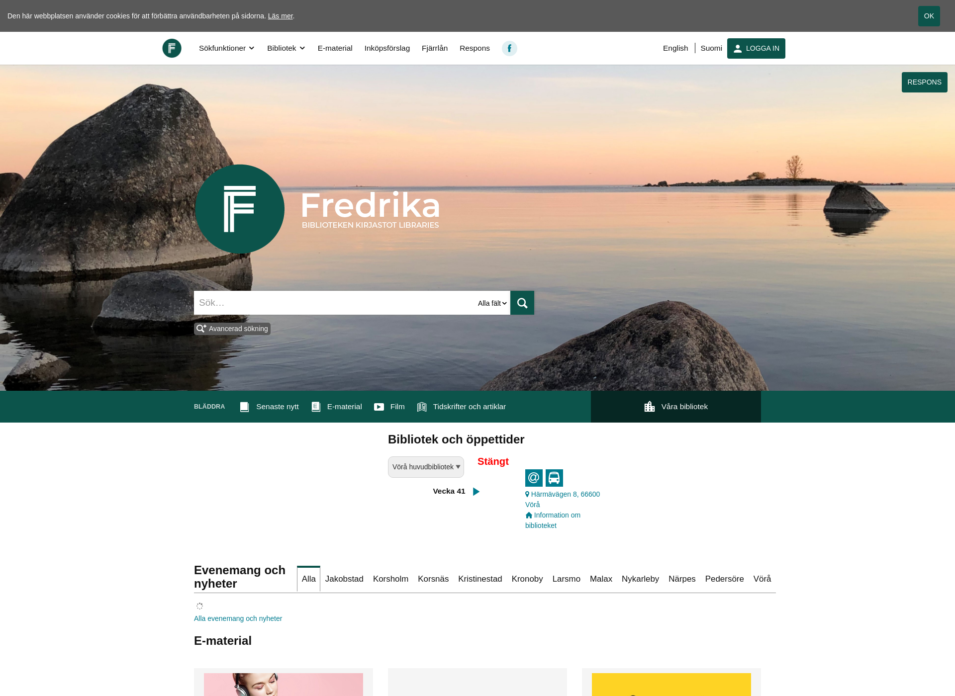 Näyttökuva fredrikabiblioteken.fi