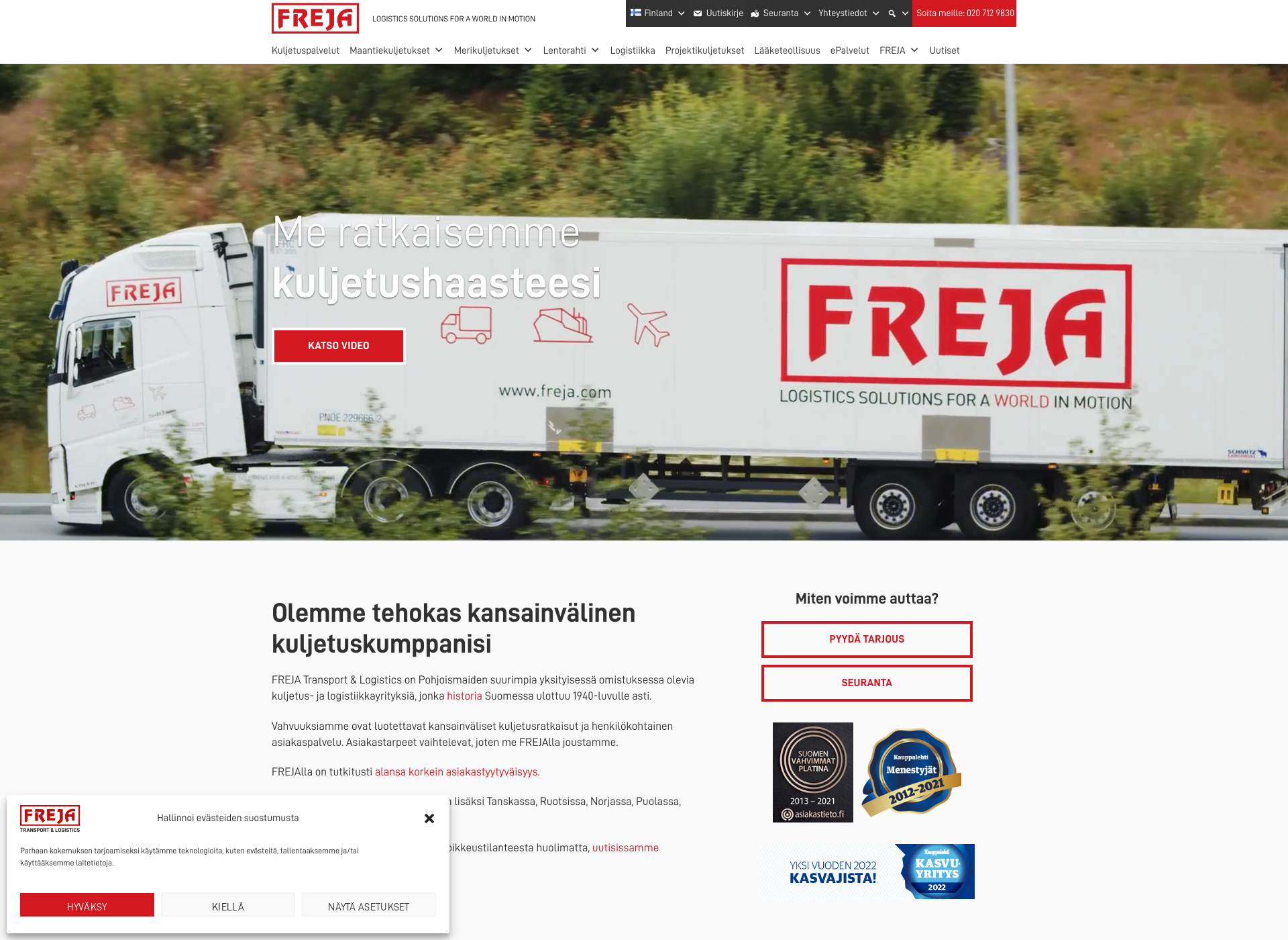 Screenshot for frejatransport.fi