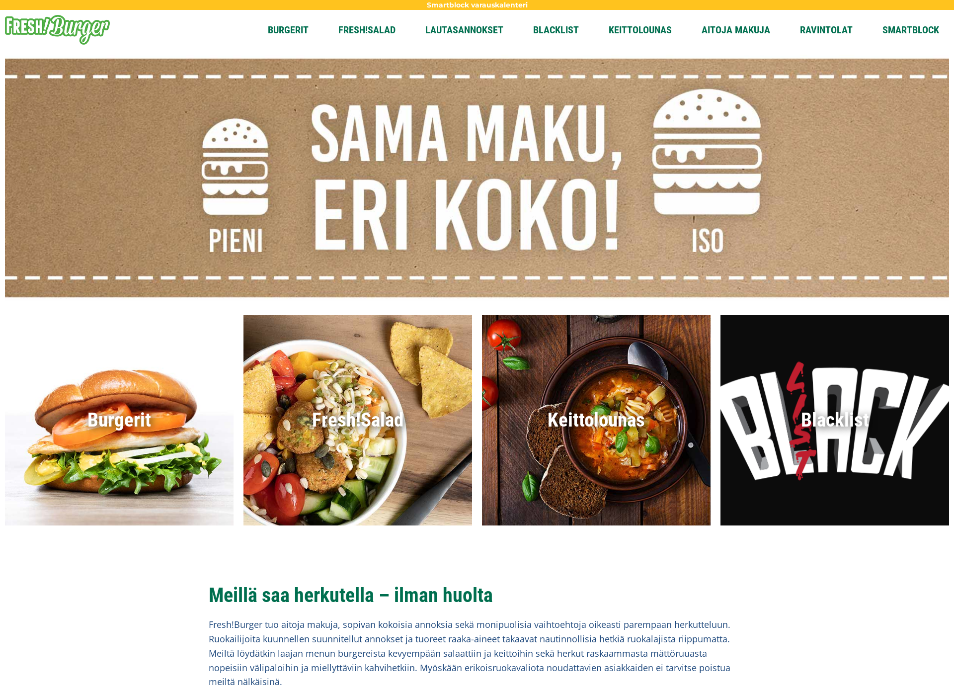 Skärmdump för freshburger.fi