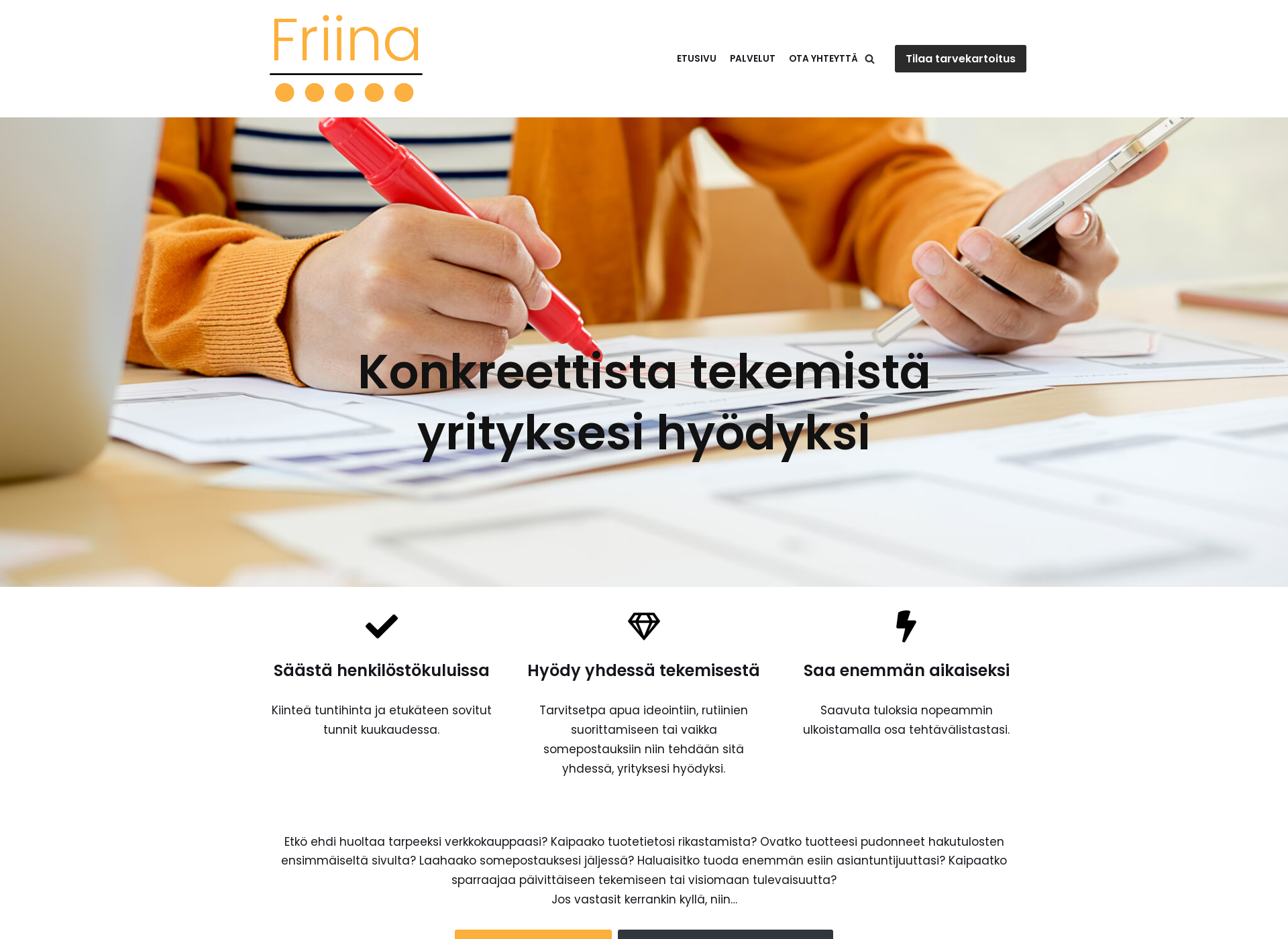 Skärmdump för friina.fi