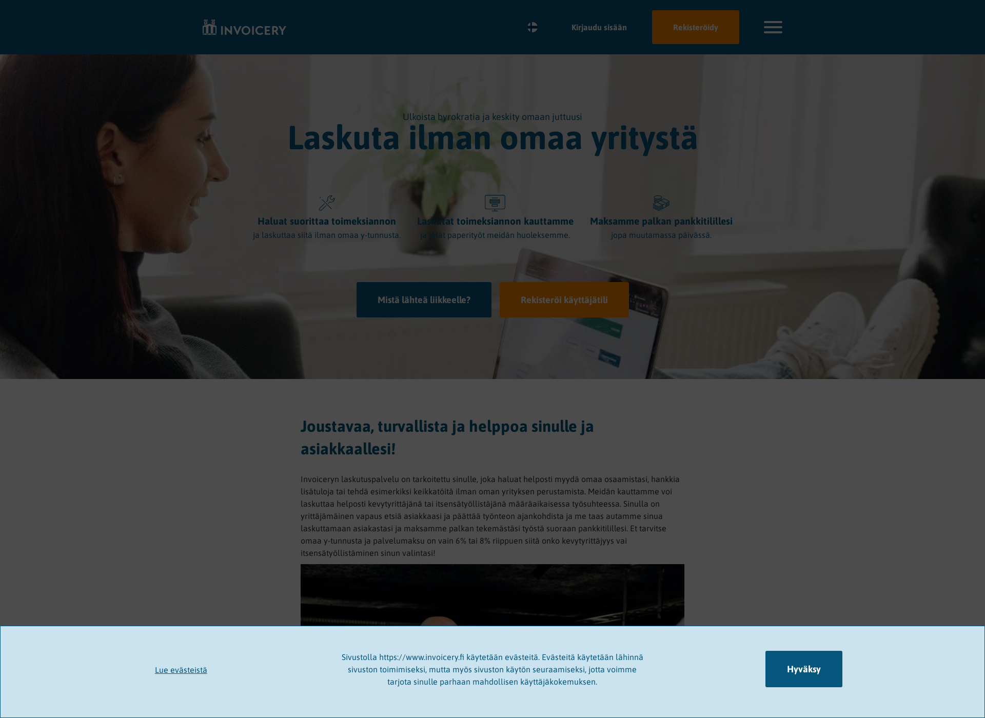 Skärmdump för frilansfinans.fi
