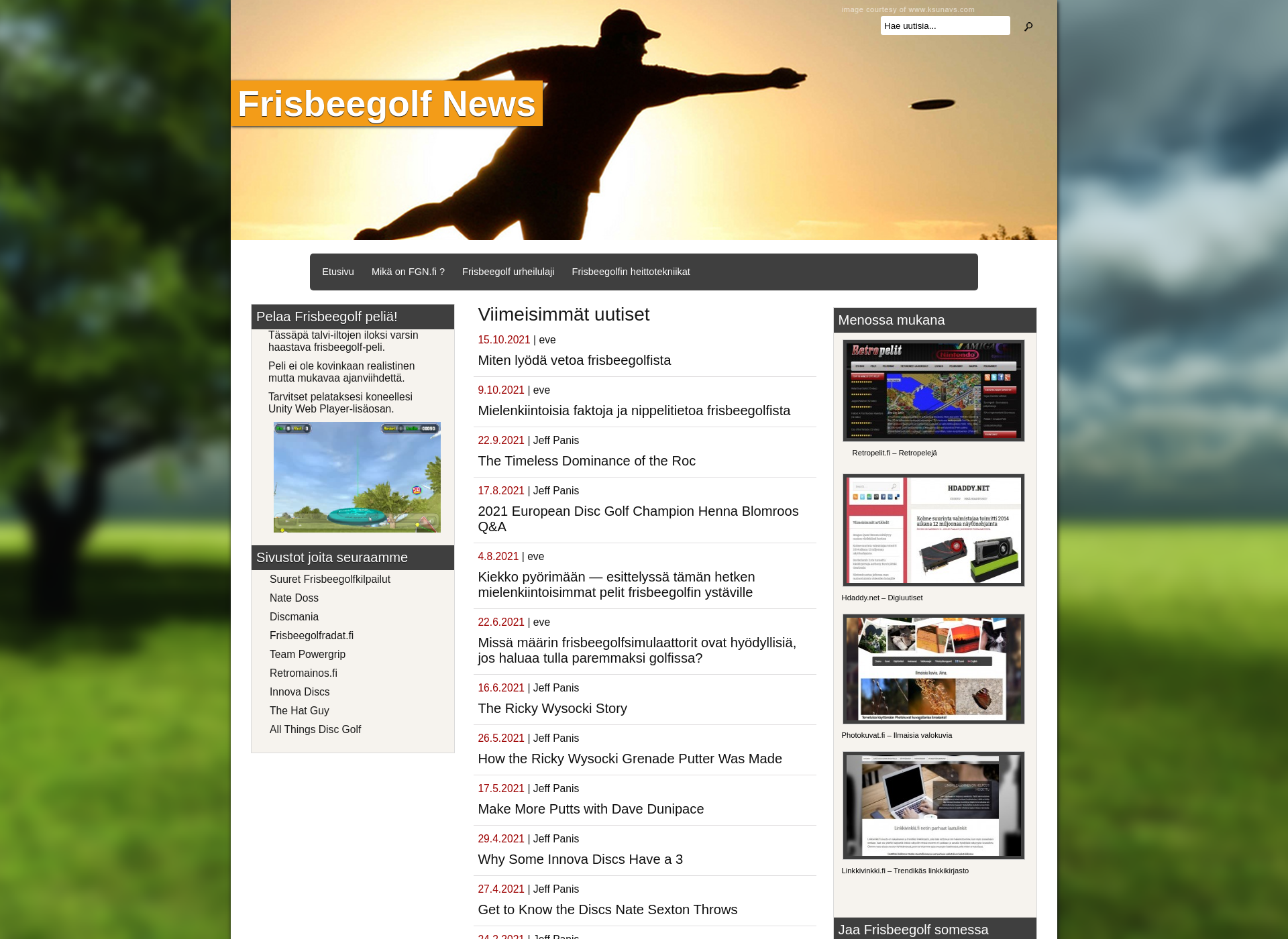 Screenshot for frisbeegolfnews.fi