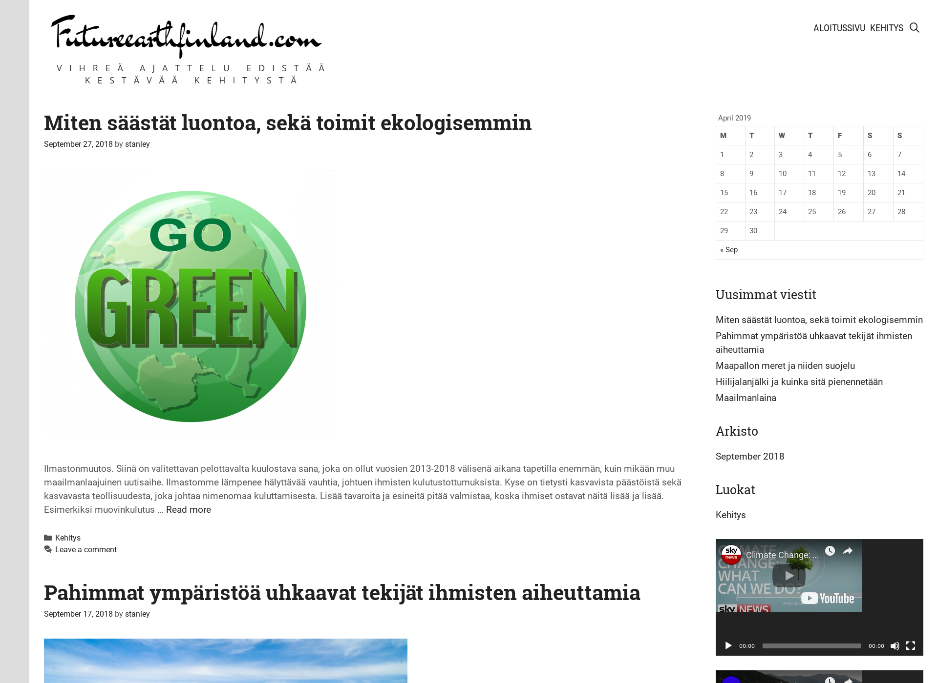 Skärmdump för futureearthfinland.fi
