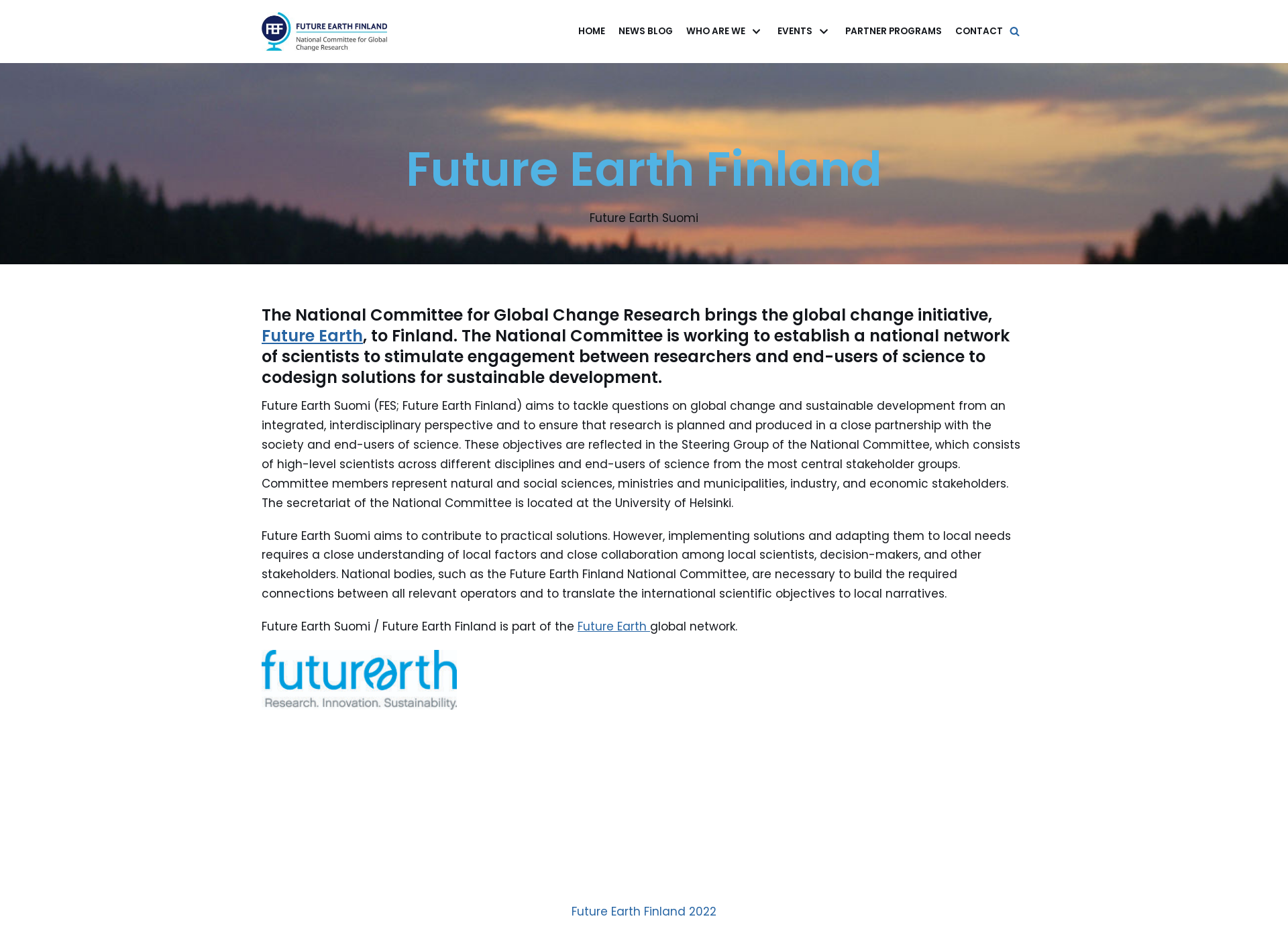 Skärmdump för futureearthsuomi.fi