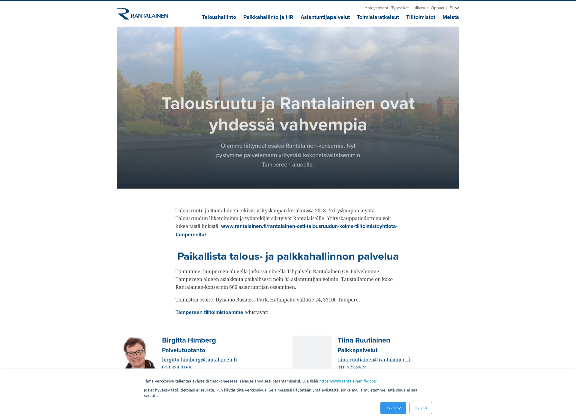 Skärmdump för futuretaloushallinto.fi