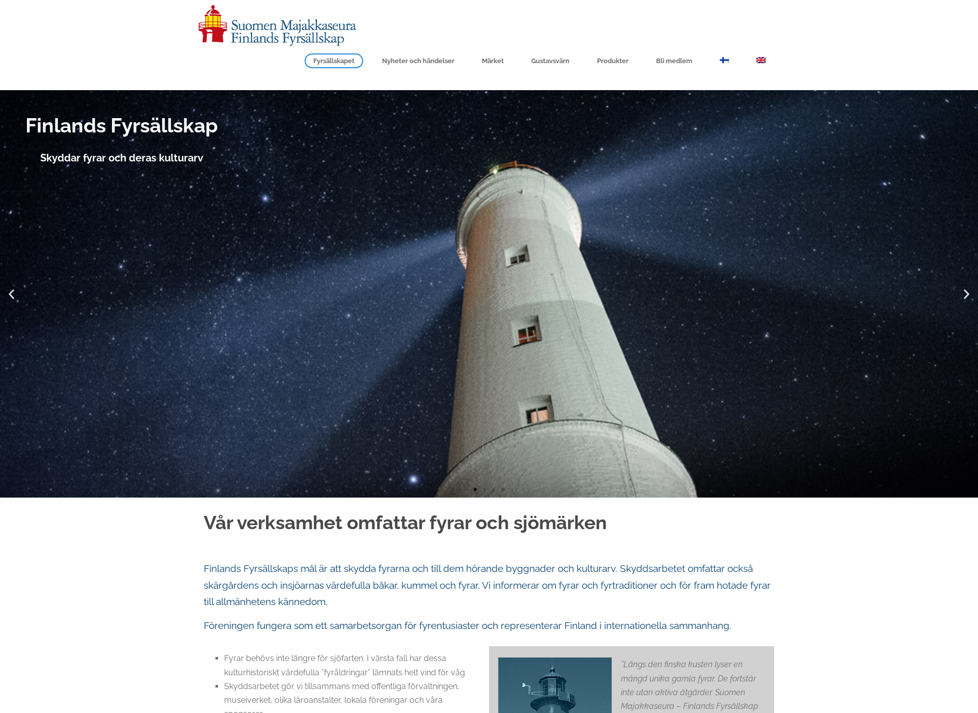 Screenshot for fyrsallskap.fi
