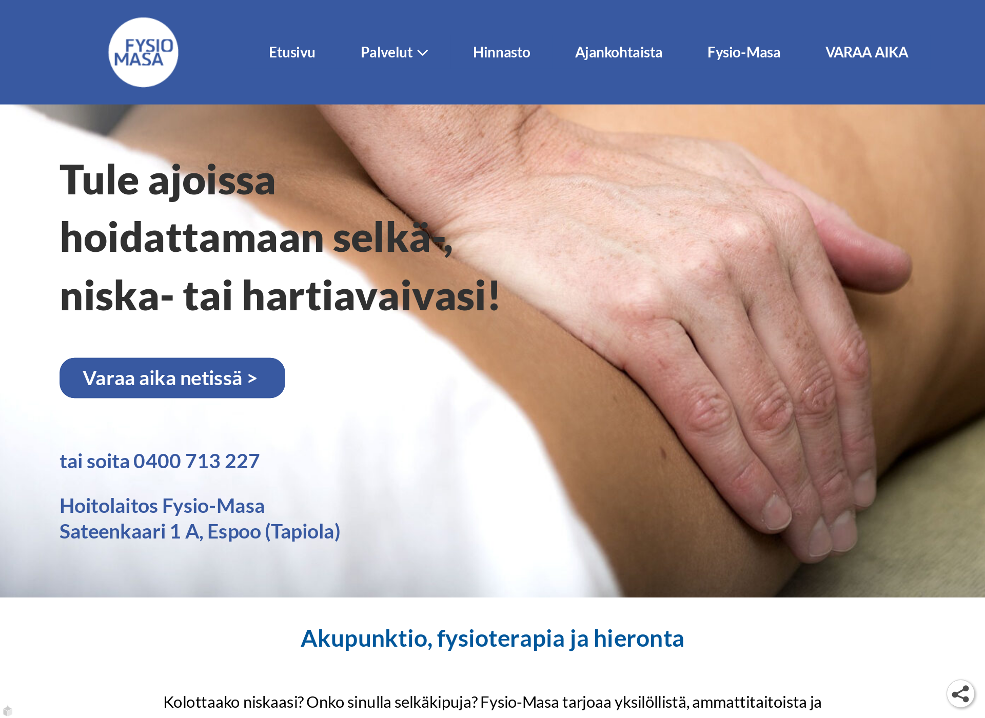 Screenshot for fysio-masa.fi