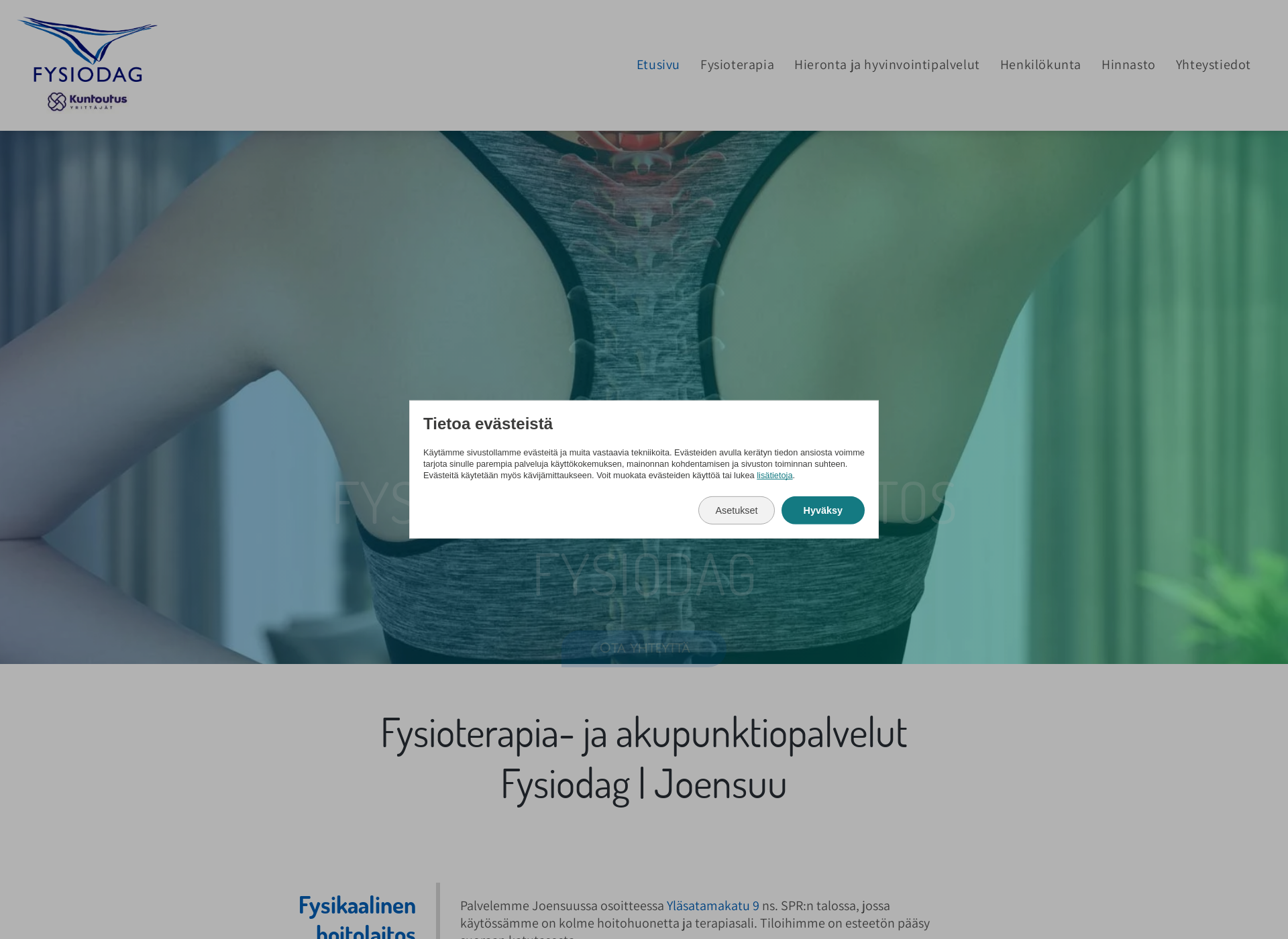 Skärmdump för fysiobest.fi
