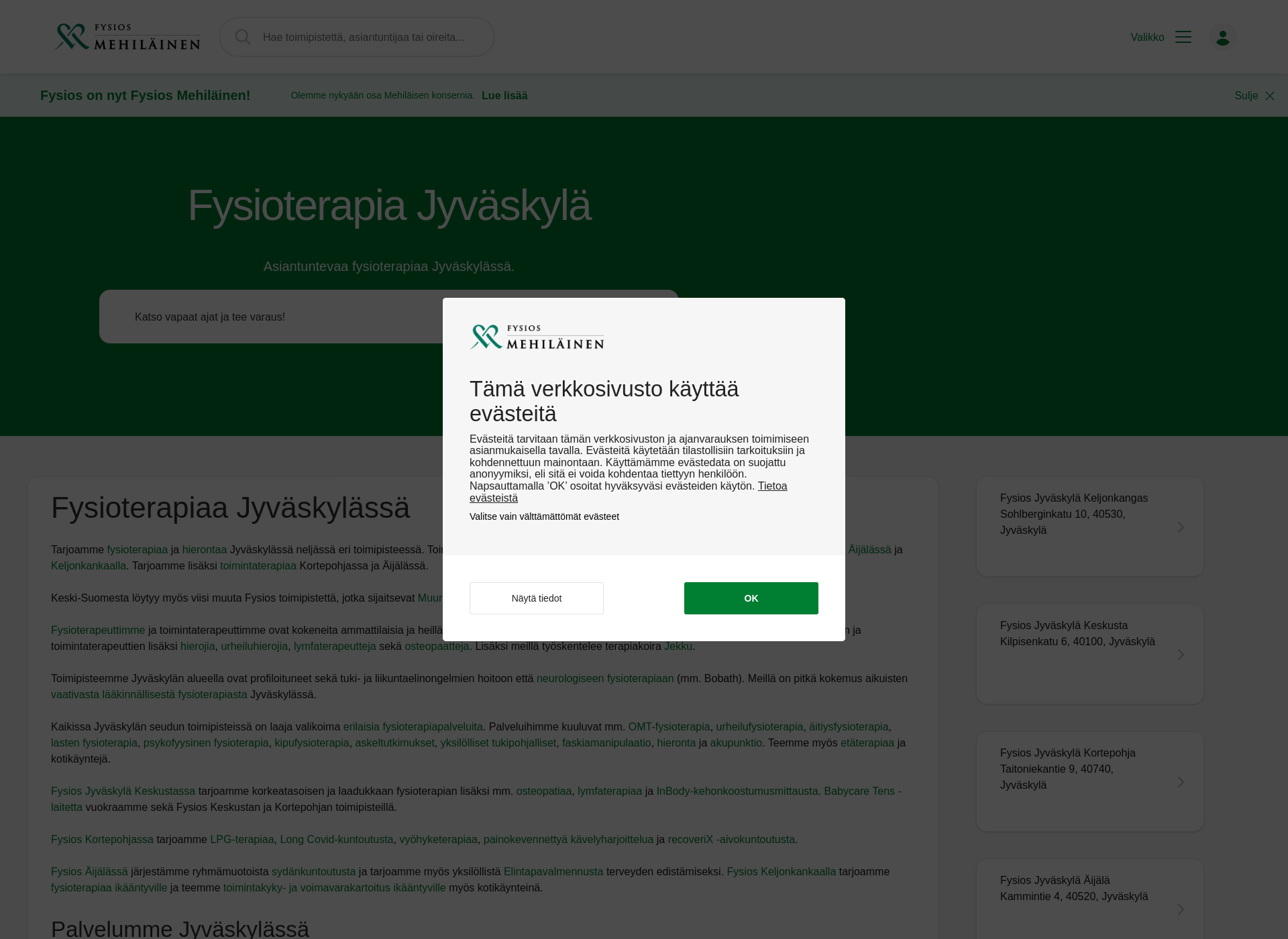 Screenshot for fysiocenter.fi