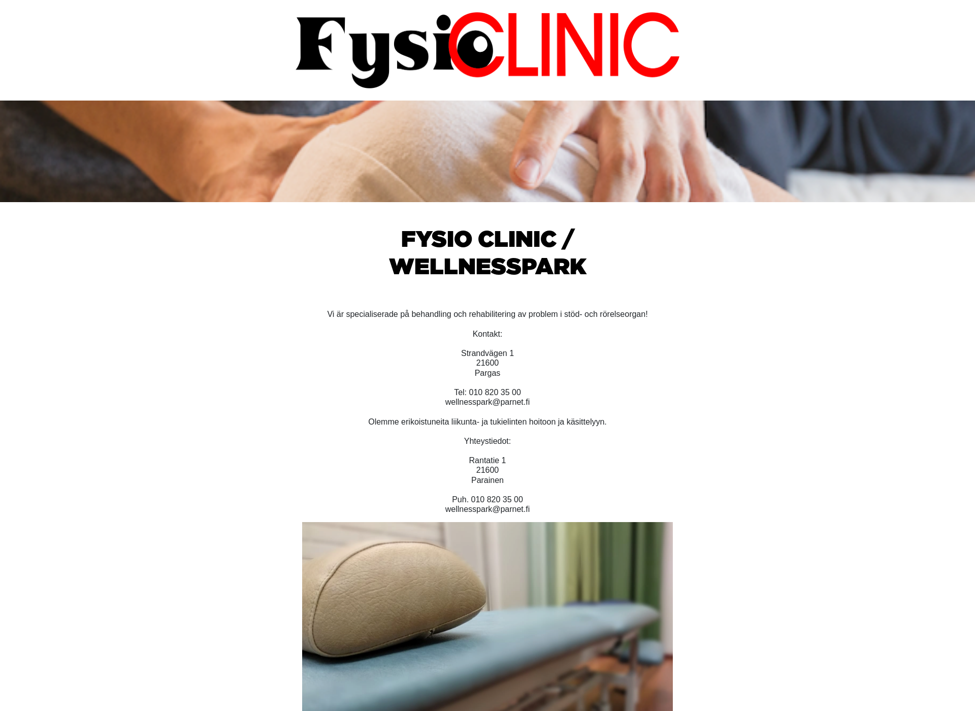 Skärmdump för fysioclinic.fi
