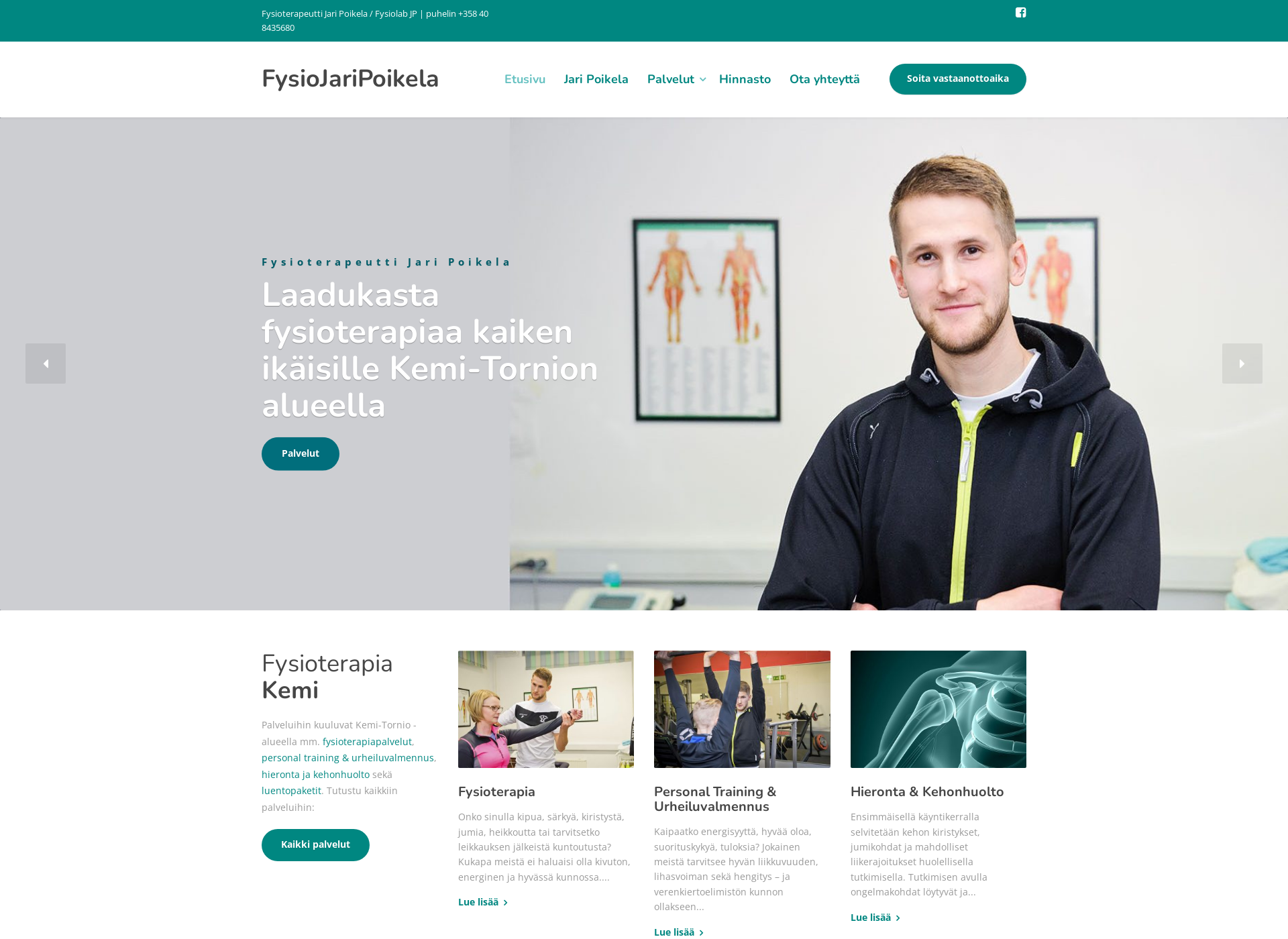 Skärmdump för fysiojaripoikela.fi