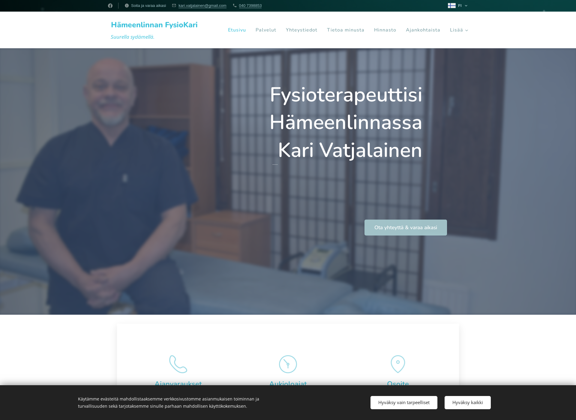 Skärmdump för fysiokari.fi