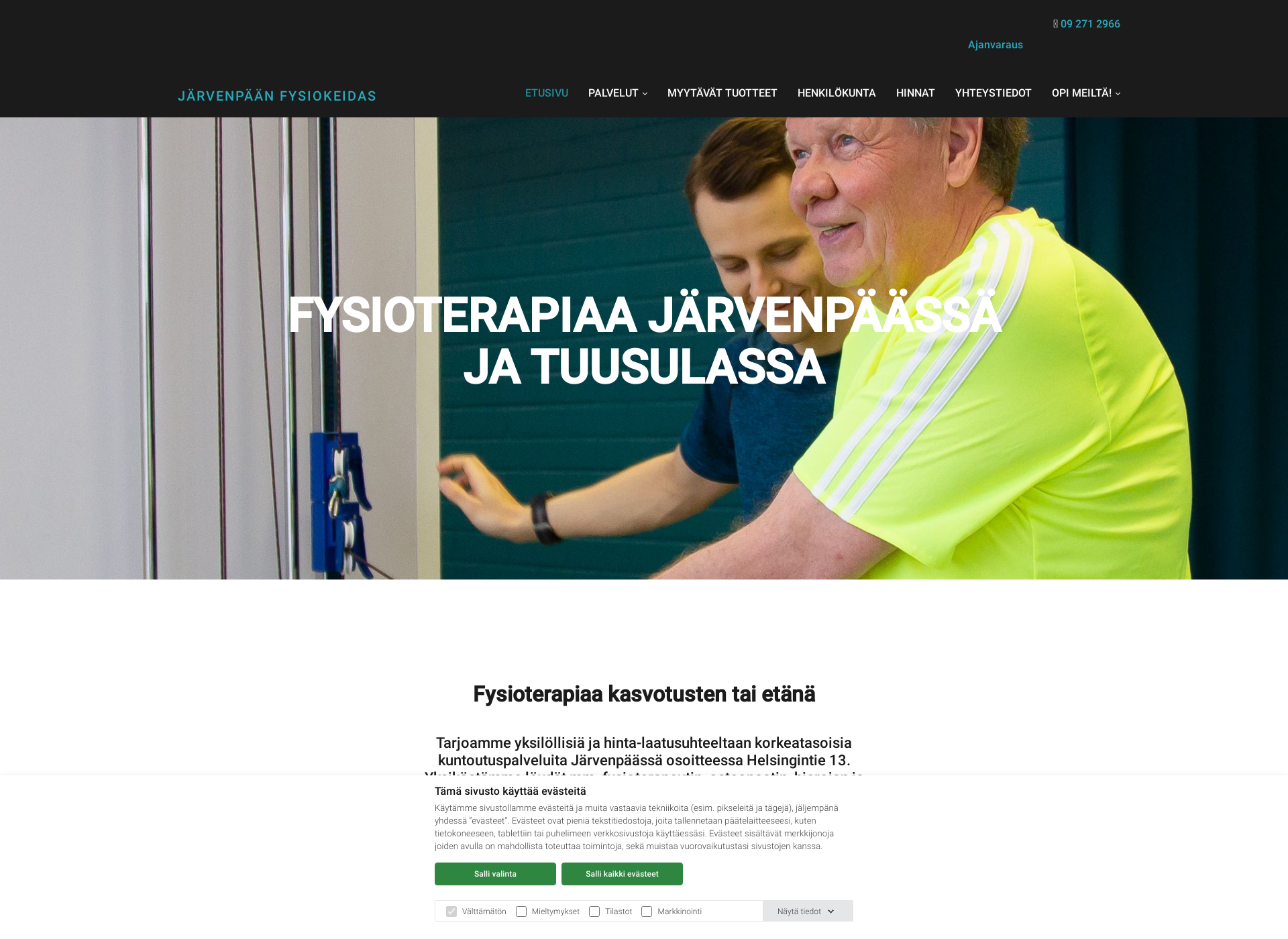 Skärmdump för fysiokeidas.fi