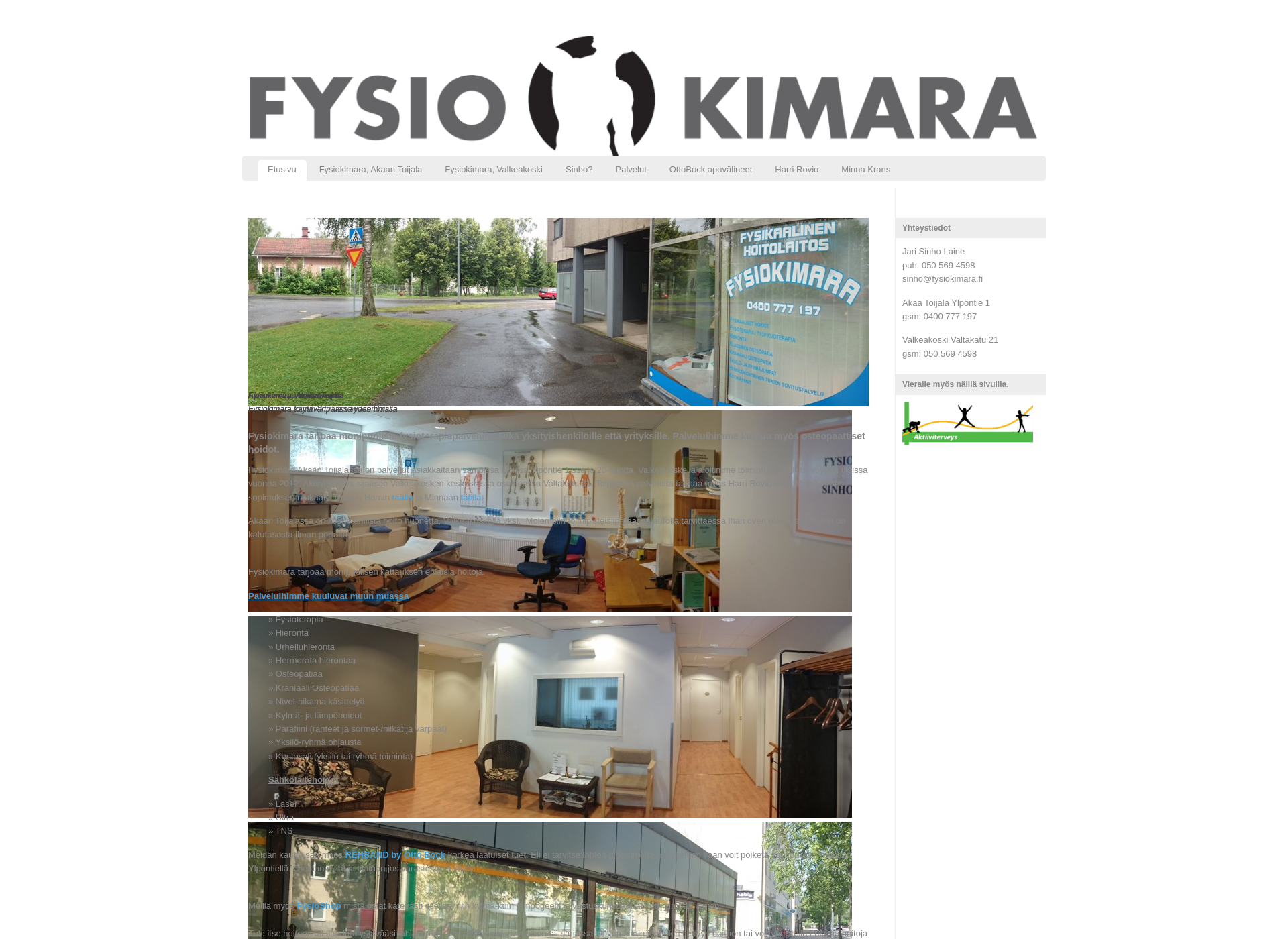 Skärmdump för fysiokimara.fi