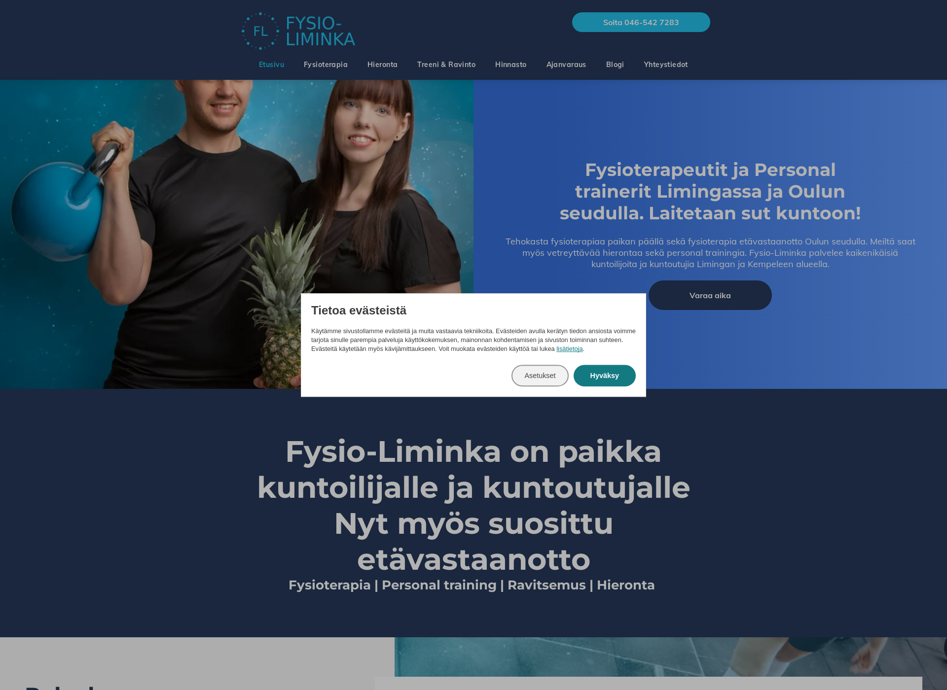 Skärmdump för fysioliminka.fi