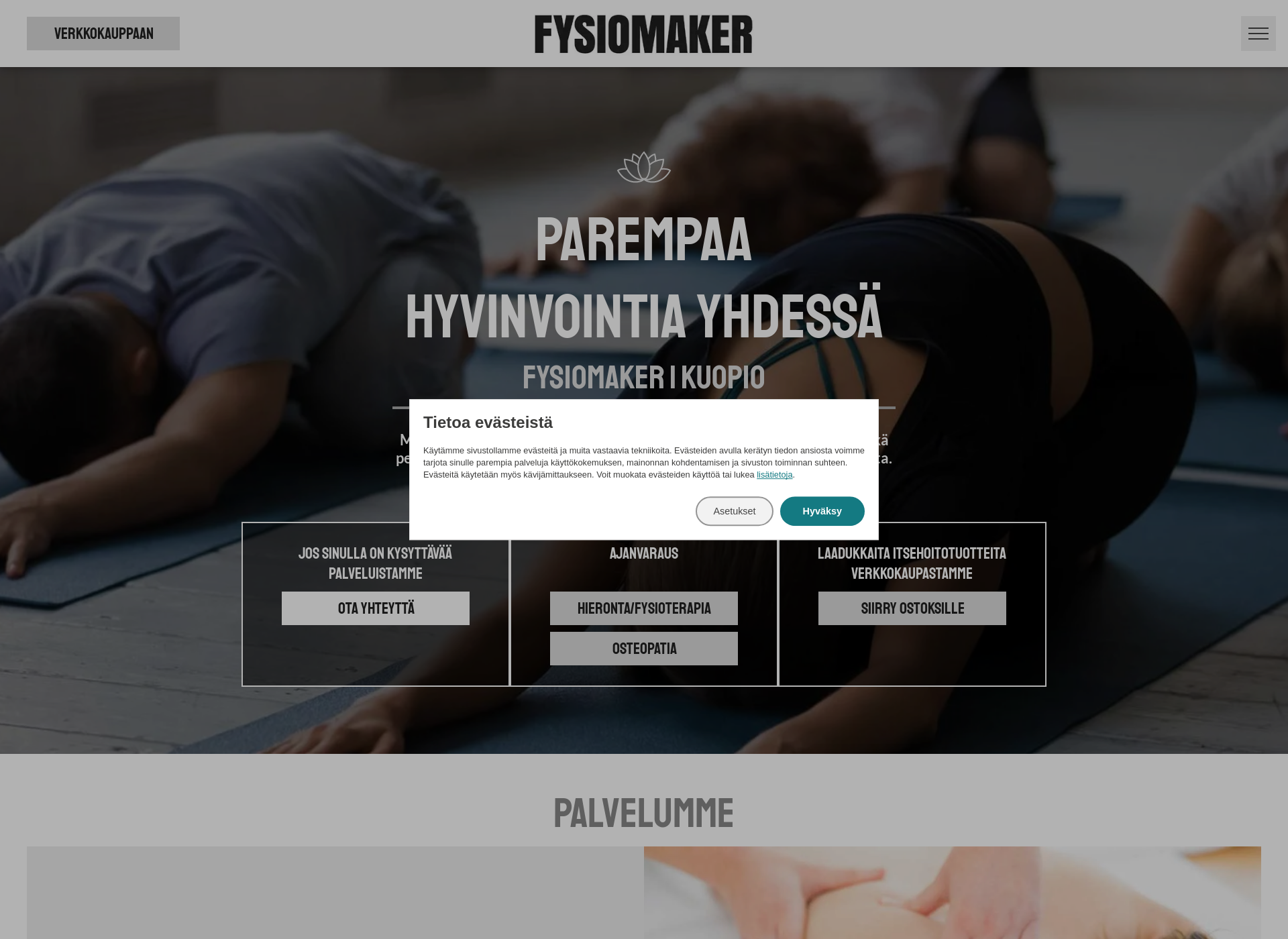 Skärmdump för fysiomaker.fi