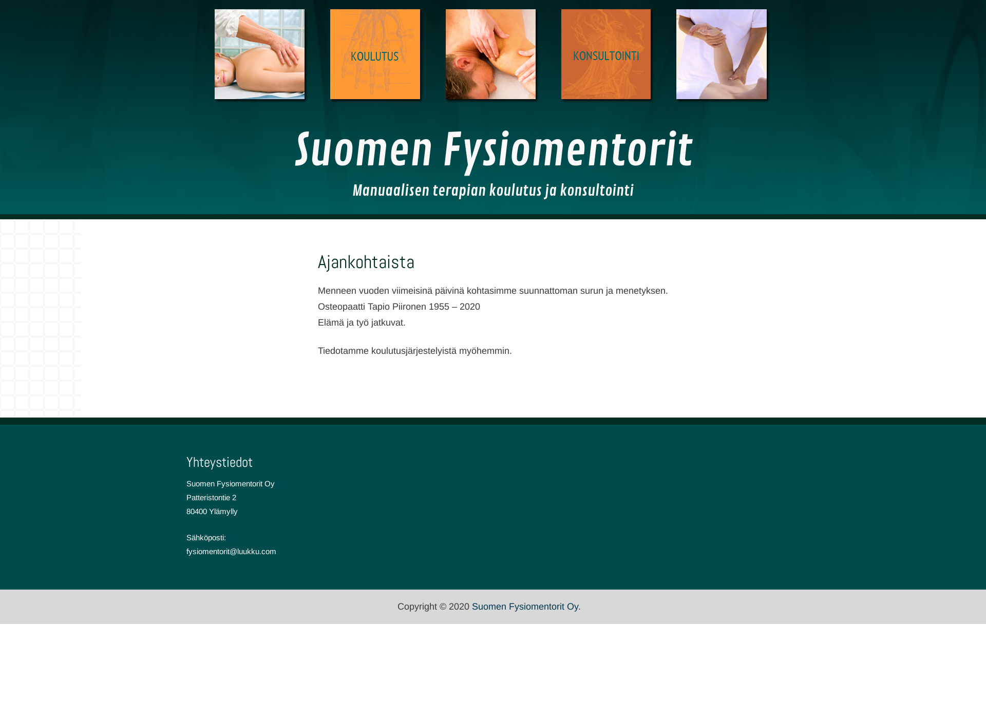 Skärmdump för fysiomentorit.fi