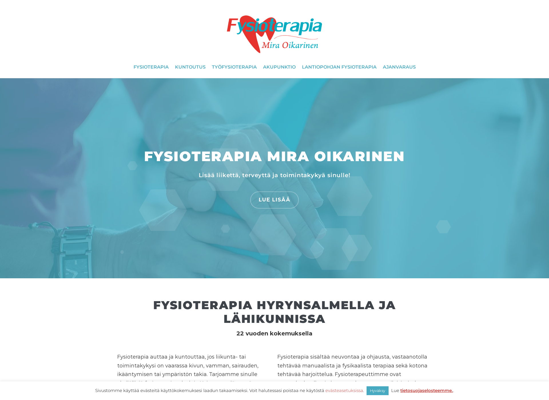 Skärmdump för fysiomiraoikarinen.fi