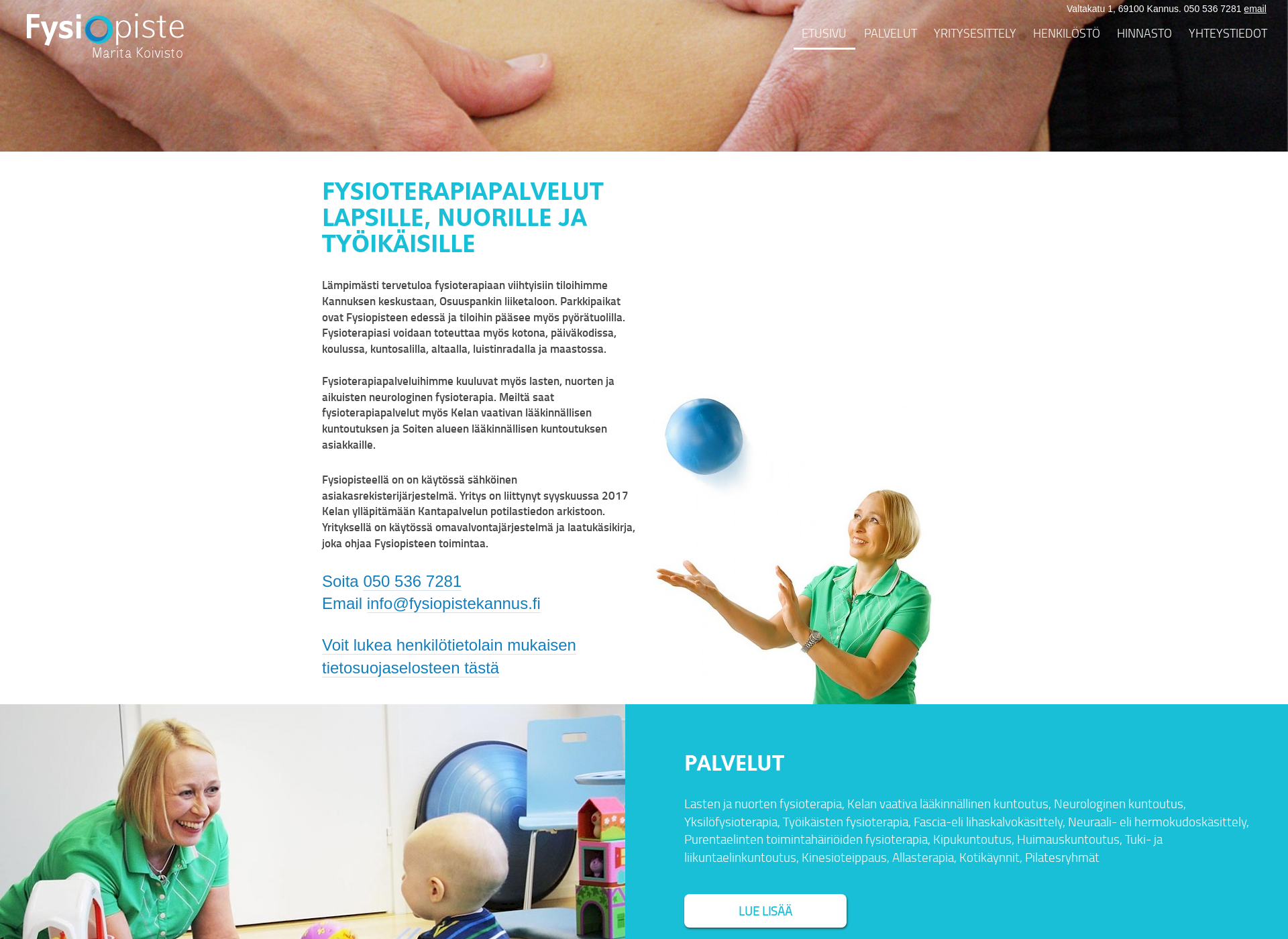 Screenshot for fysiopistekannus.fi