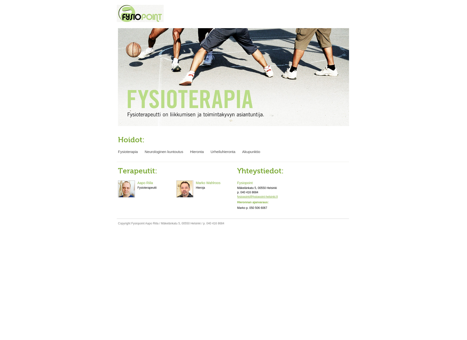 Screenshot for fysiopoint-helsinki.fi