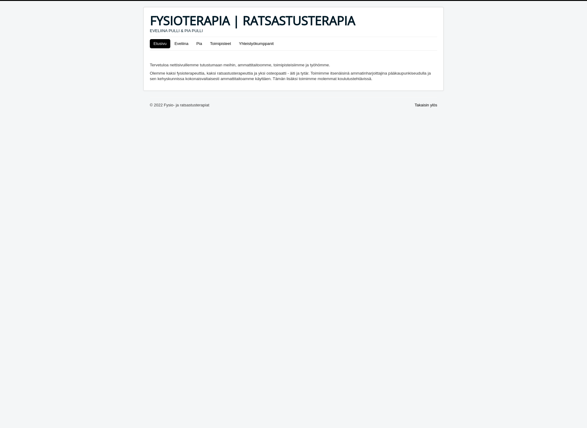 Skärmdump för fysioratsastusterapiat.fi