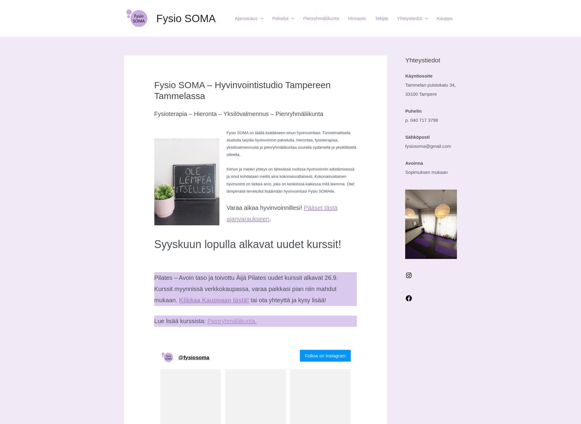 Skärmdump för fysiosoma.fi
