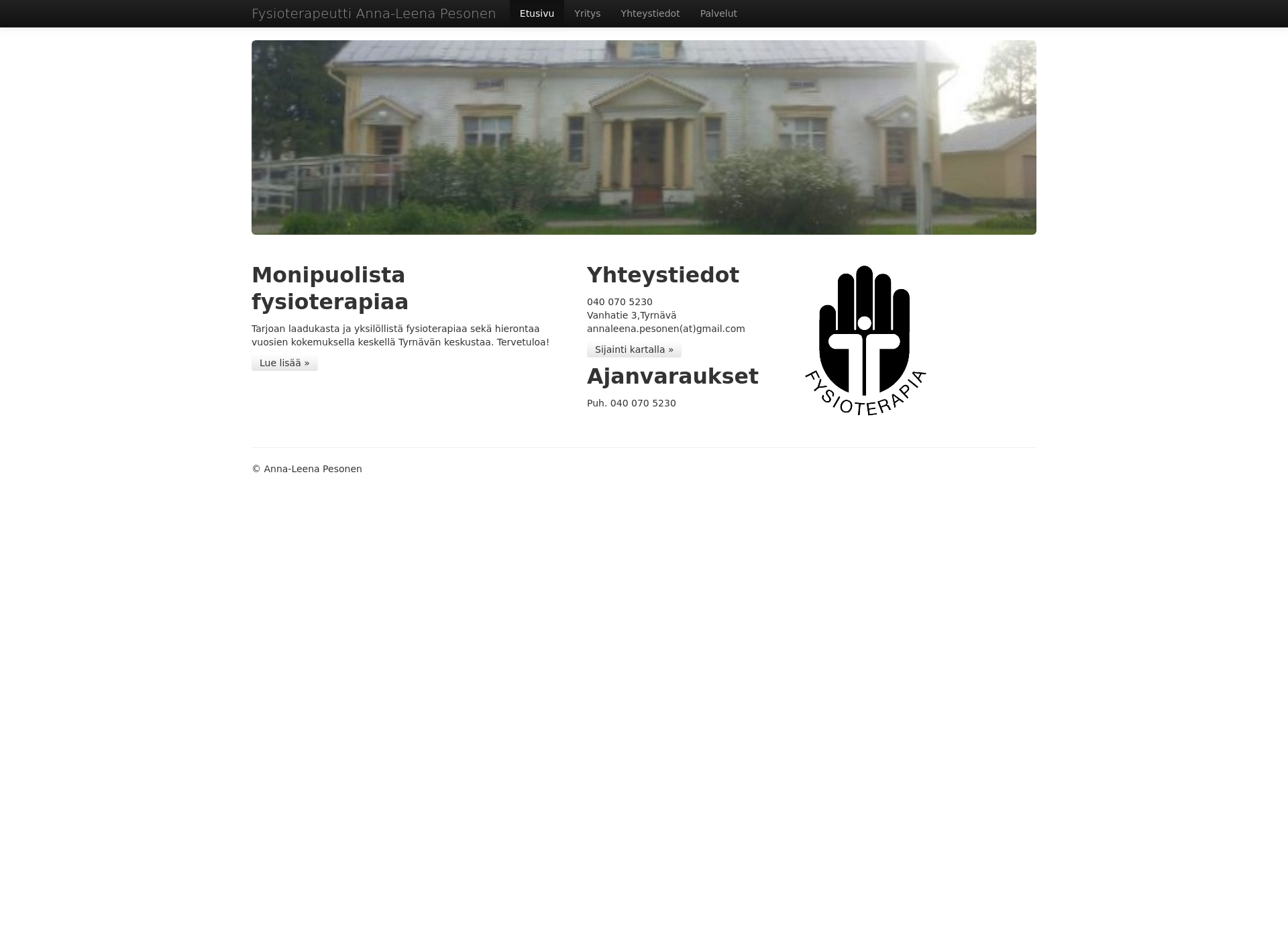 Screenshot for fysioterapeuttipesonen.fi