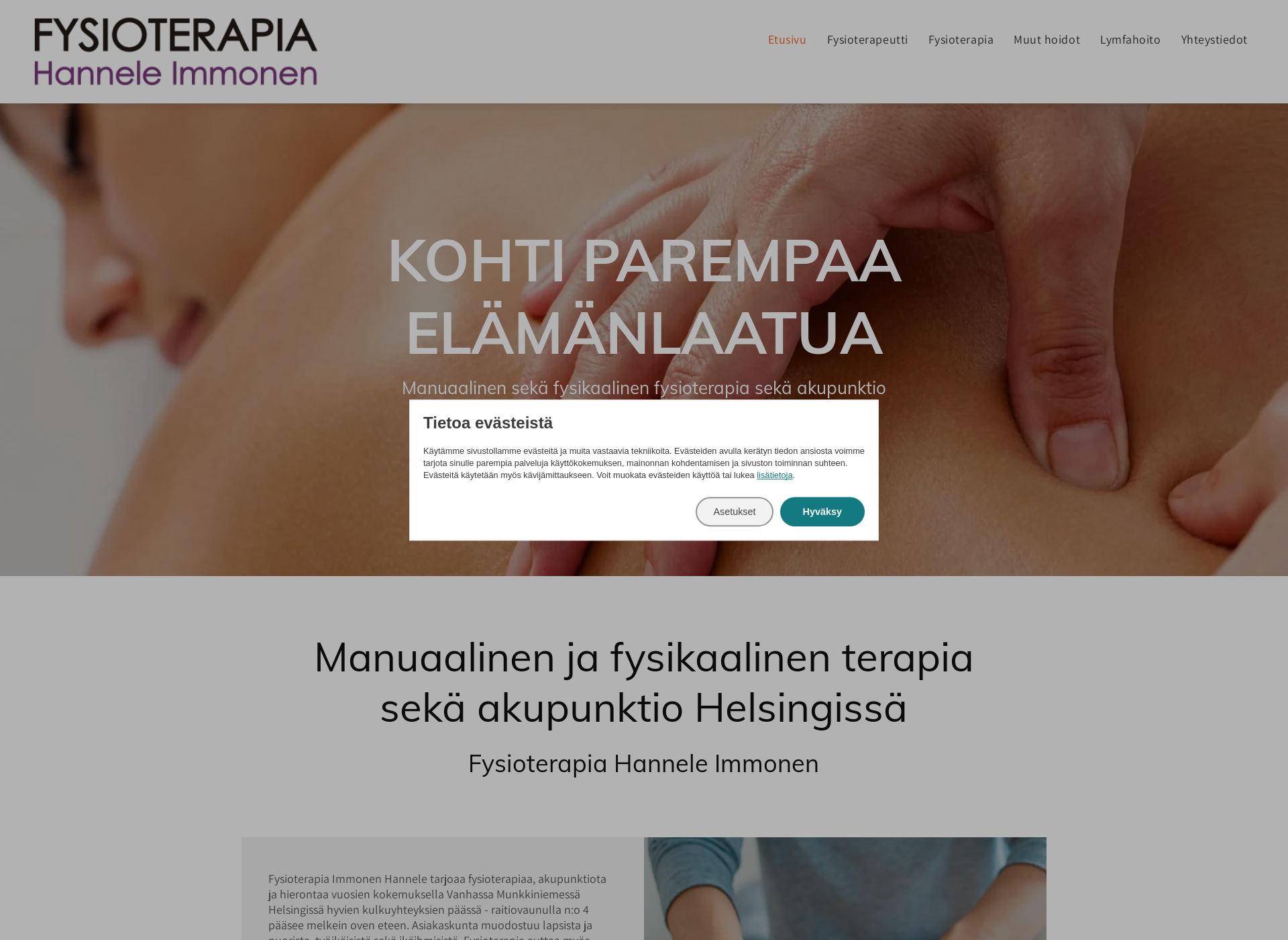 Screenshot for fysioterapiahannele.fi