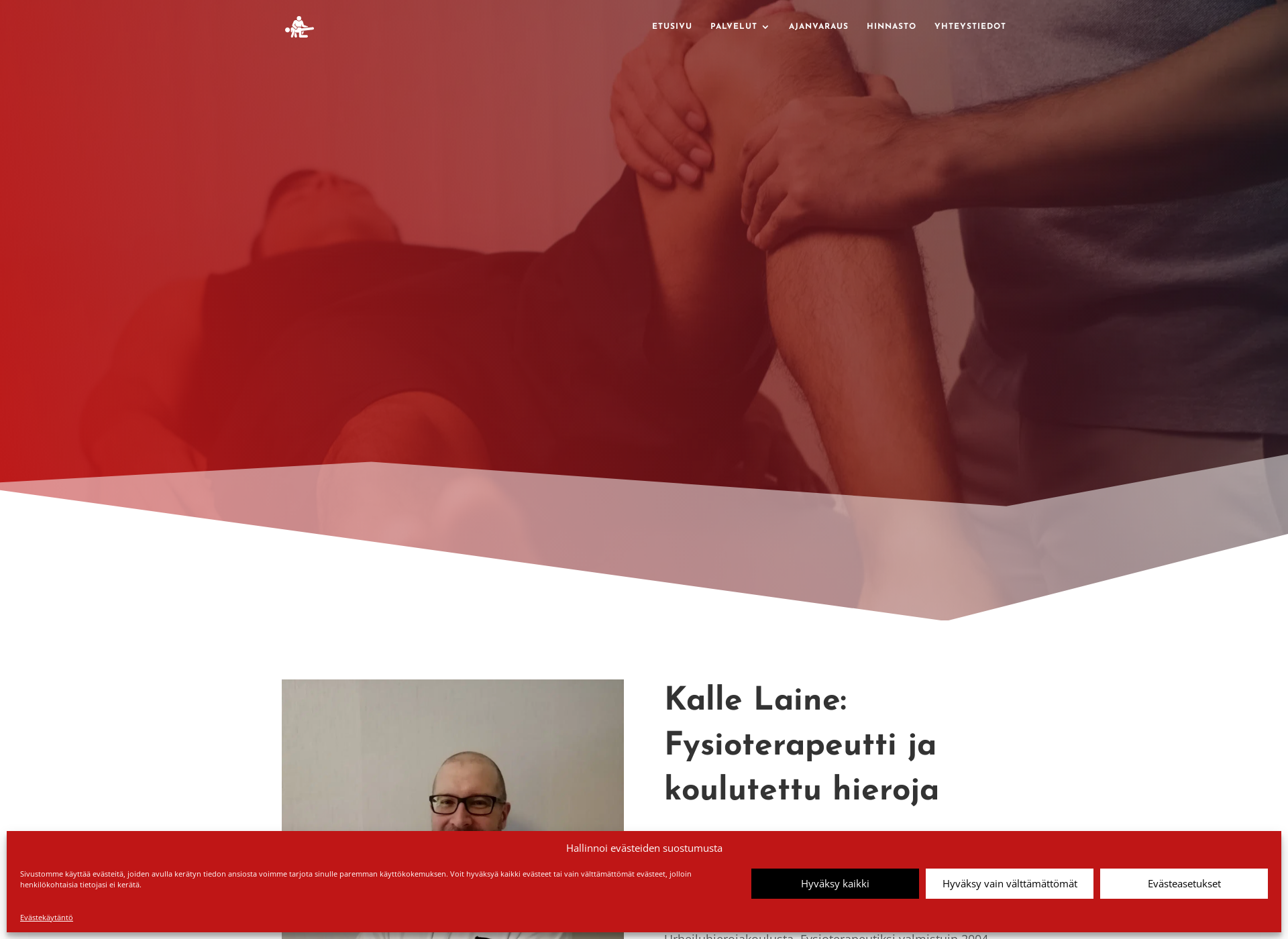 Skärmdump för fysioterapiakallelaine.fi