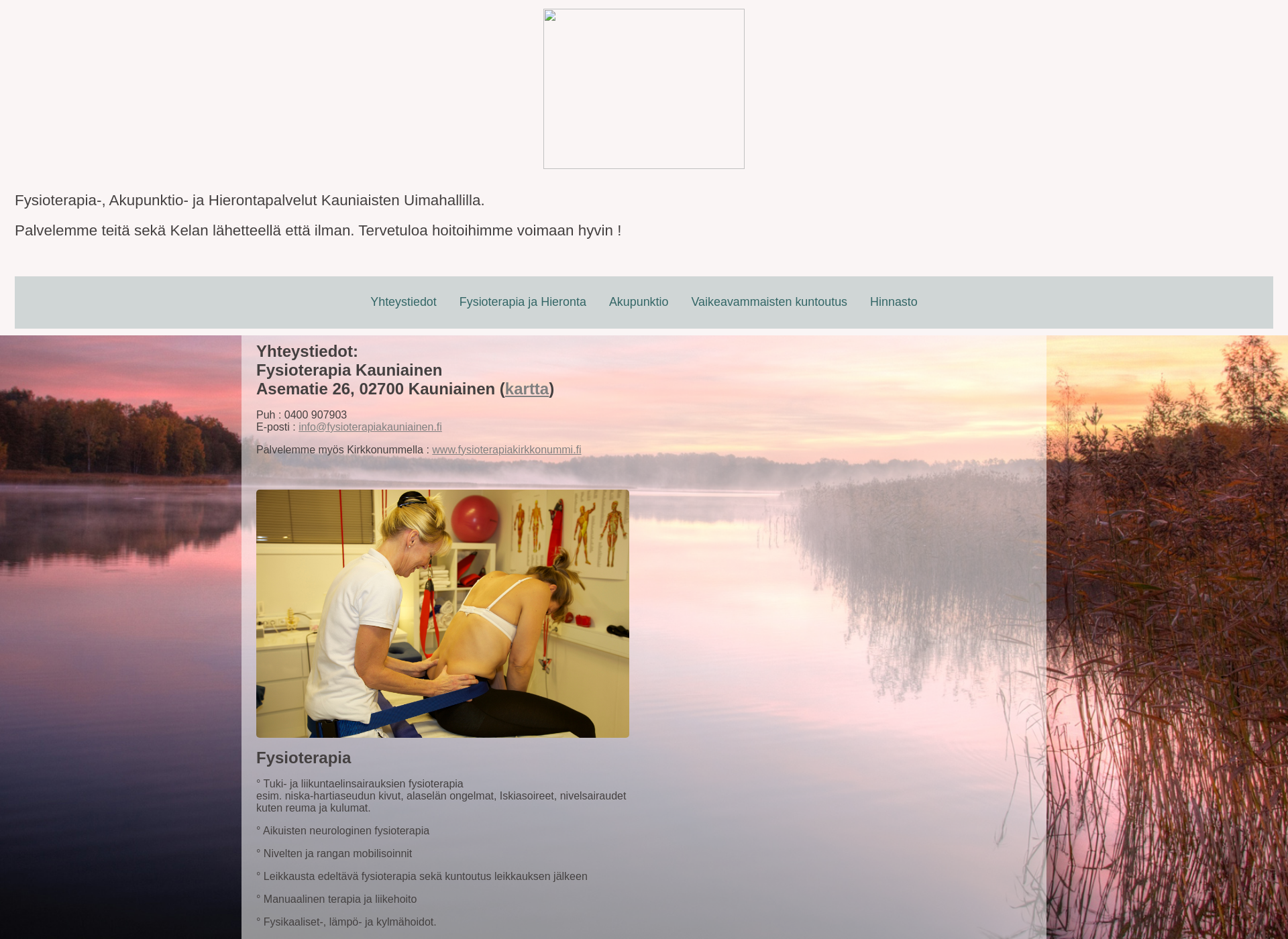Screenshot for fysioterapiakauniainen.fi
