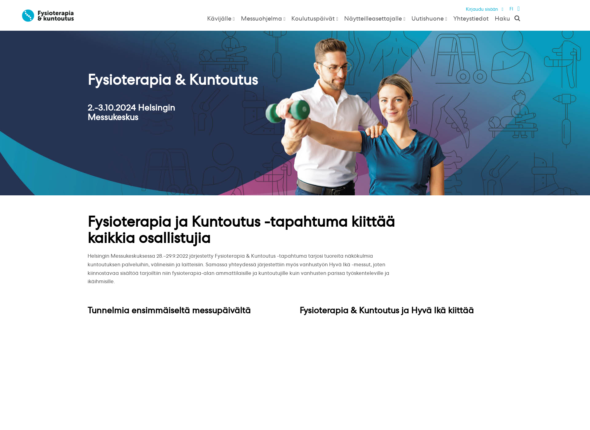 Näyttökuva fysioterapiamessut.fi