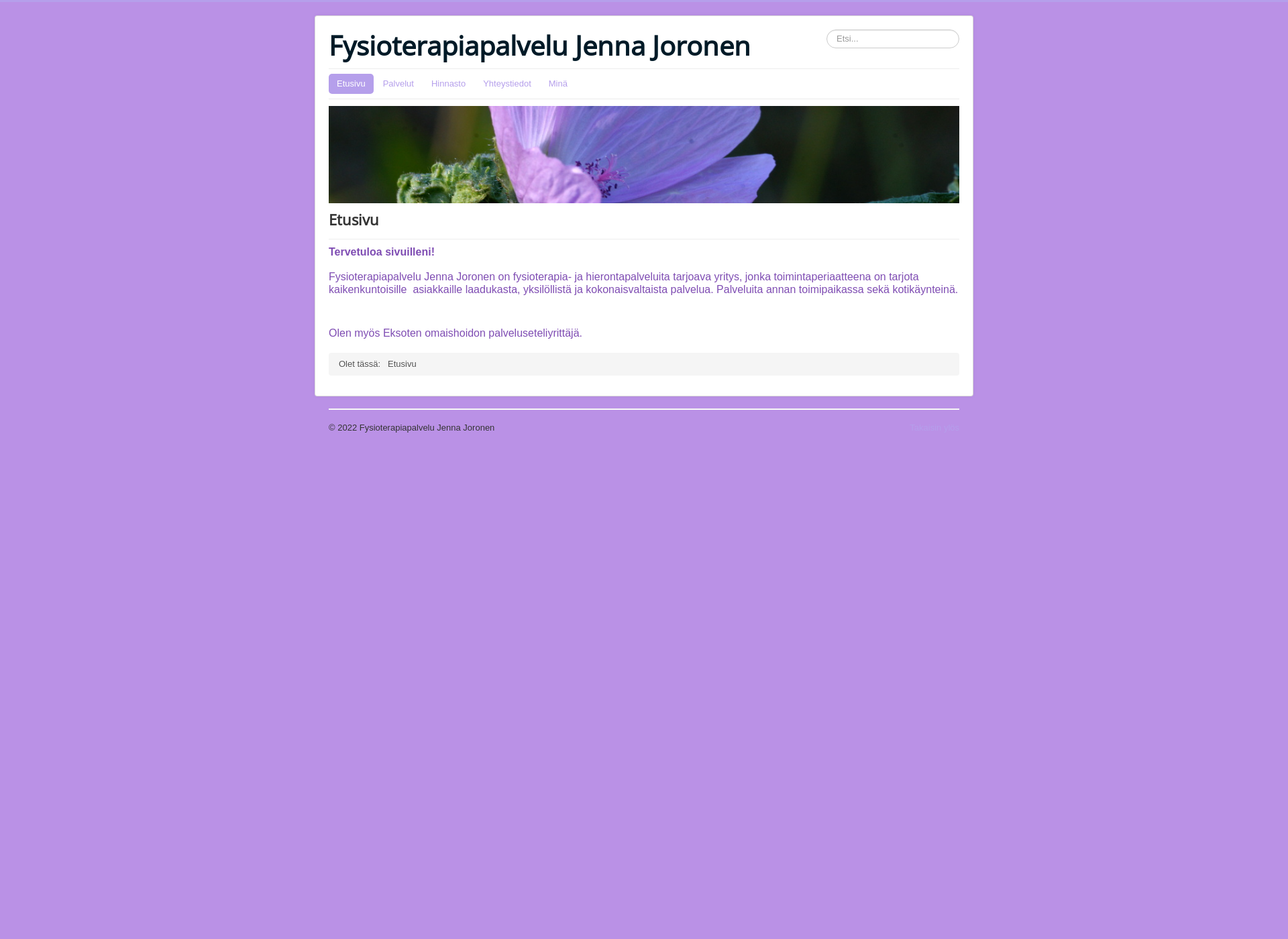 Screenshot for fysioterapiapalvelujenna.fi