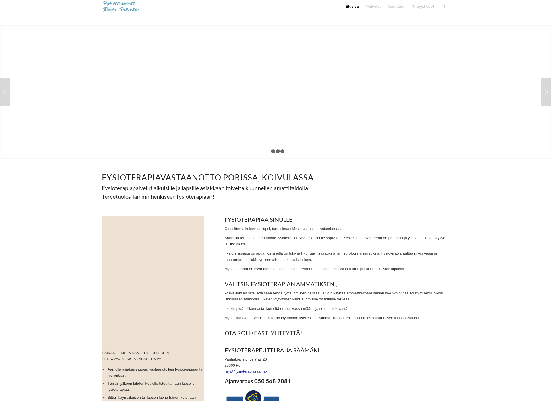 Screenshot for fysioterapiasaamaki.fi