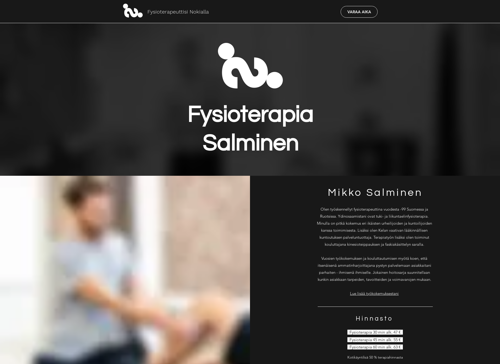 Skärmdump för fysioterapiasalminen.fi