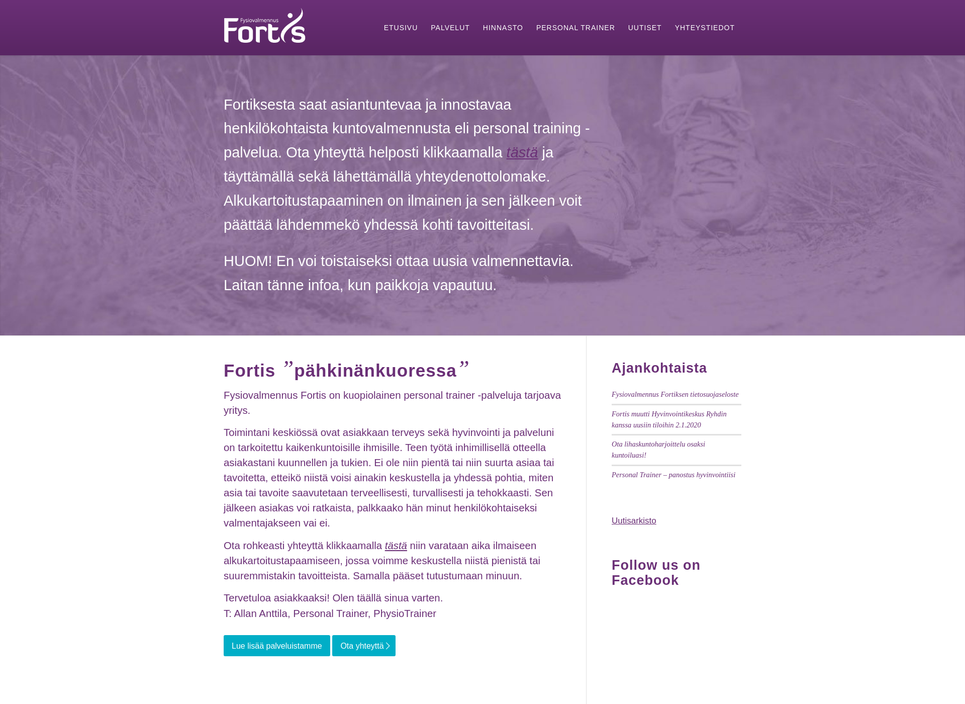 Screenshot for fysiovalmennus.fi