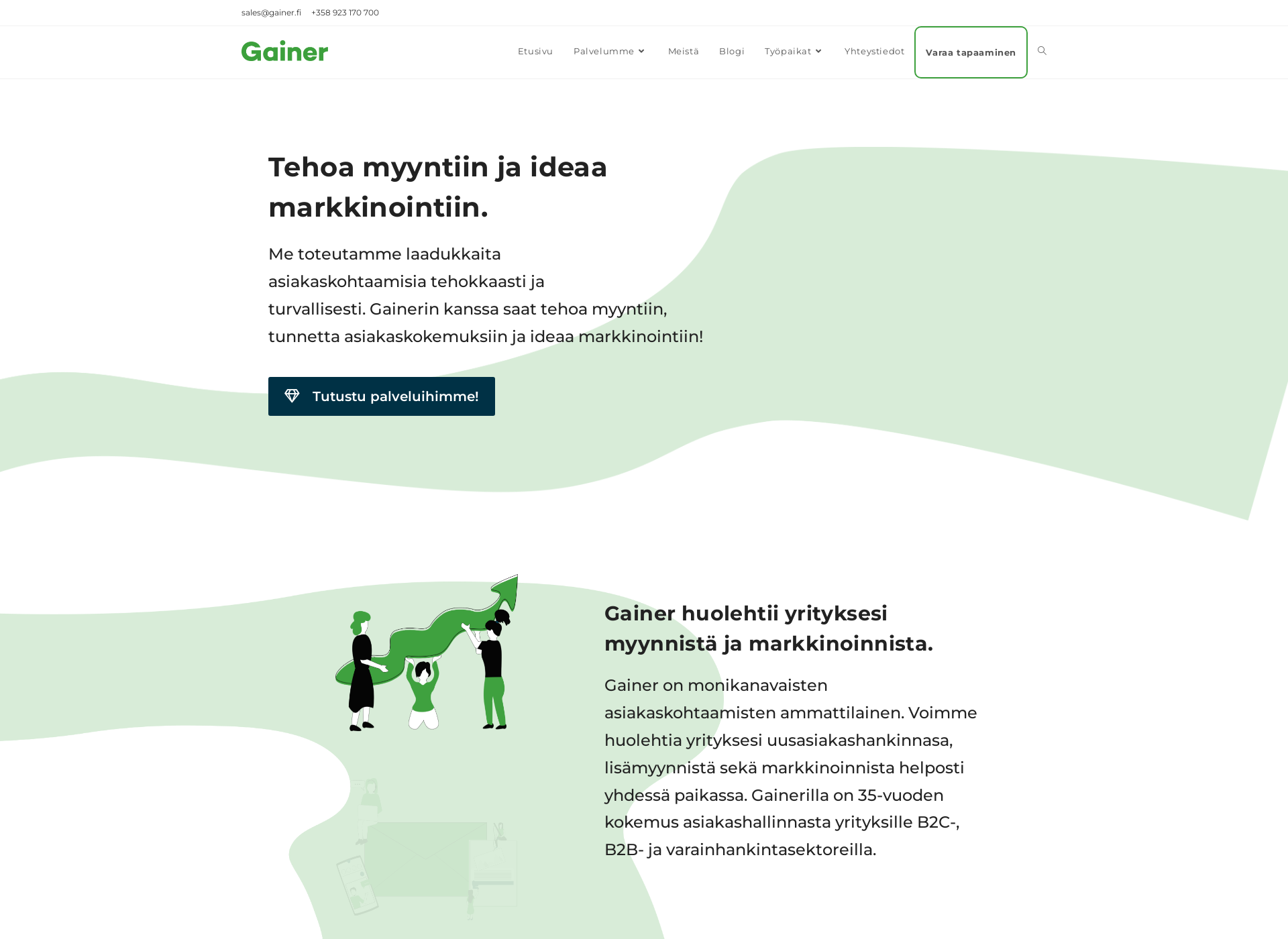 Skärmdump för gainer.fi
