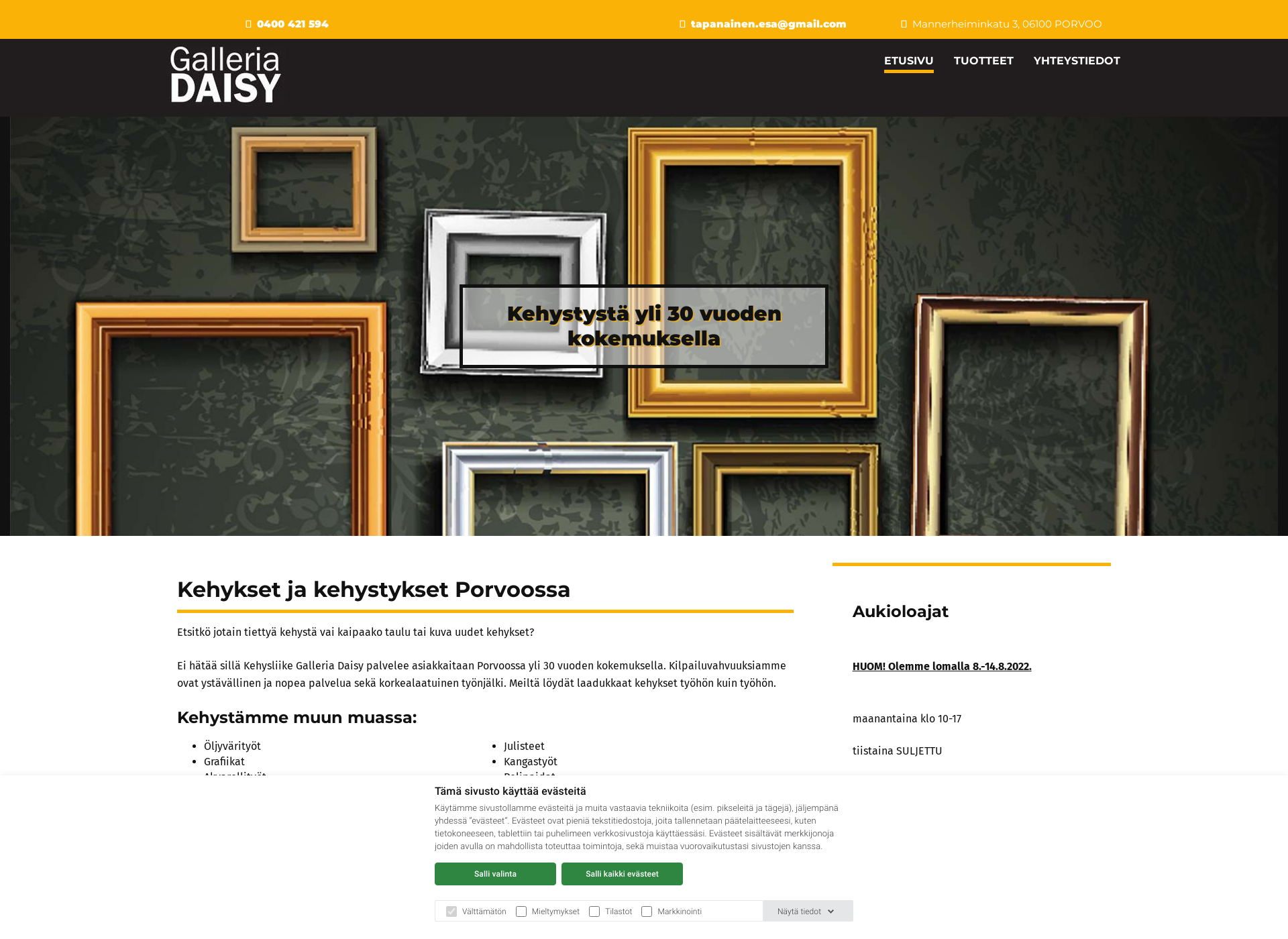 Skärmdump för galleriadaisy.fi