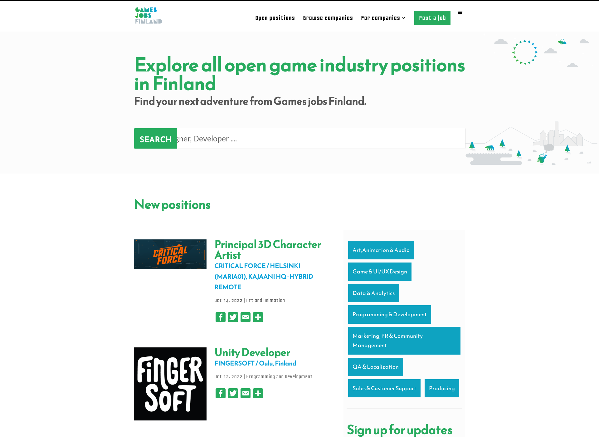 Skärmdump för gamesjobs.fi