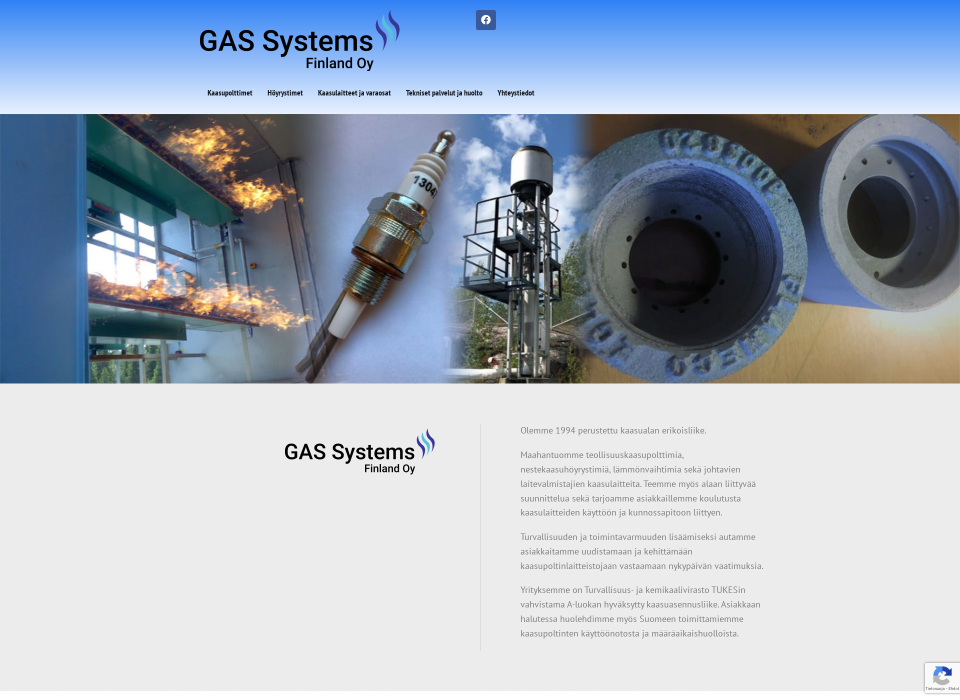 Skärmdump för gassystems.fi