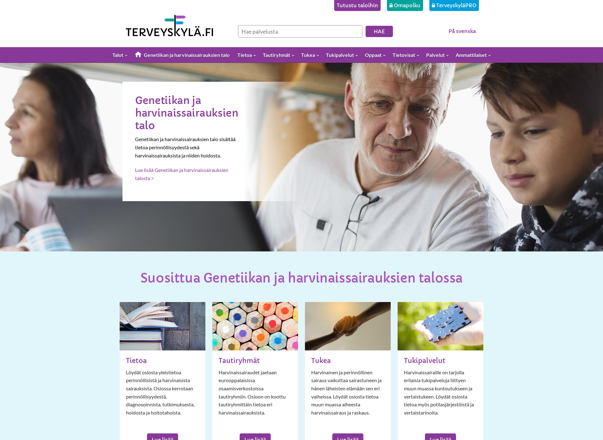 Screenshot for genetiikkajaharvinaiset.fi