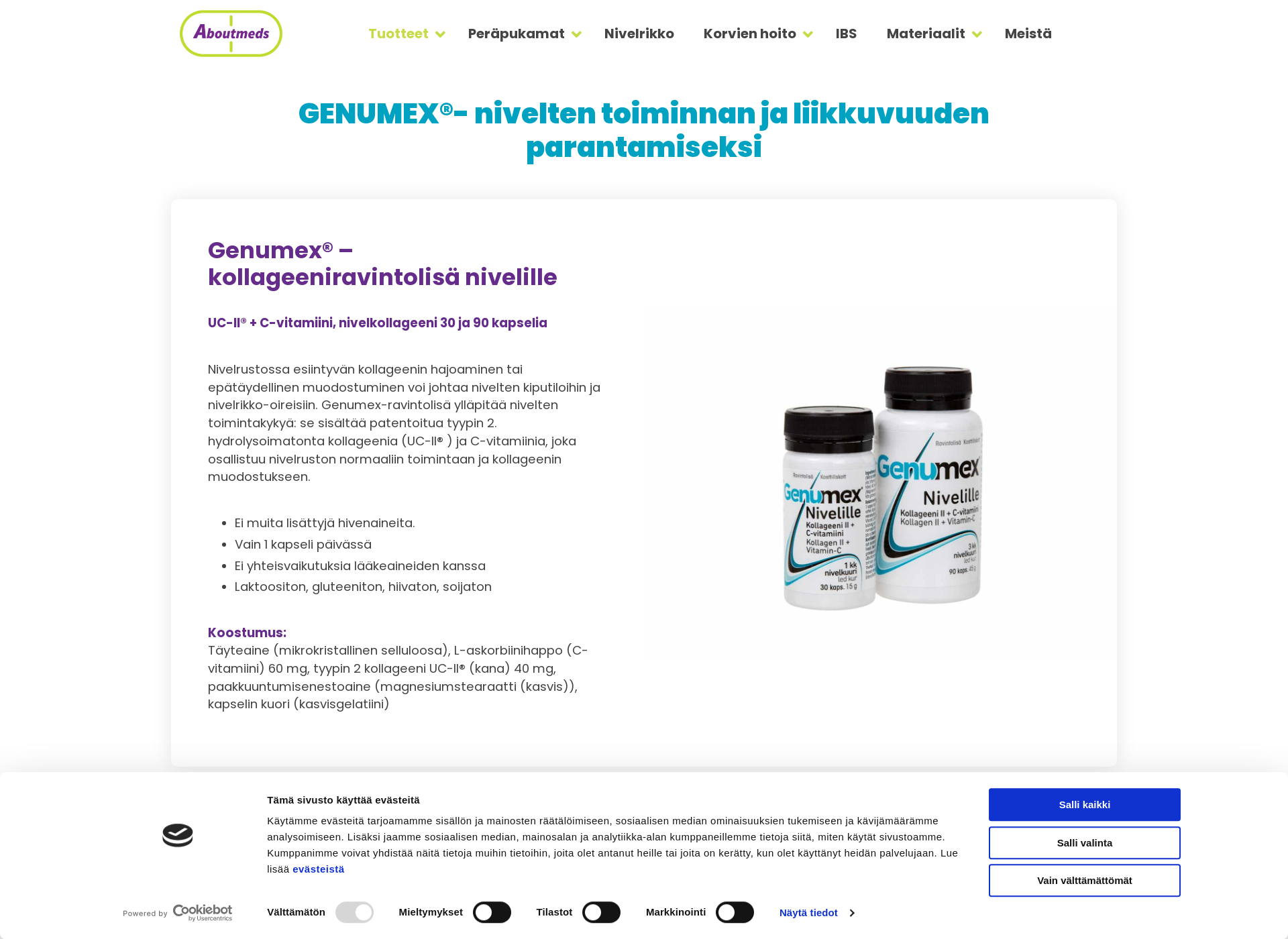 Skärmdump för genumex.fi