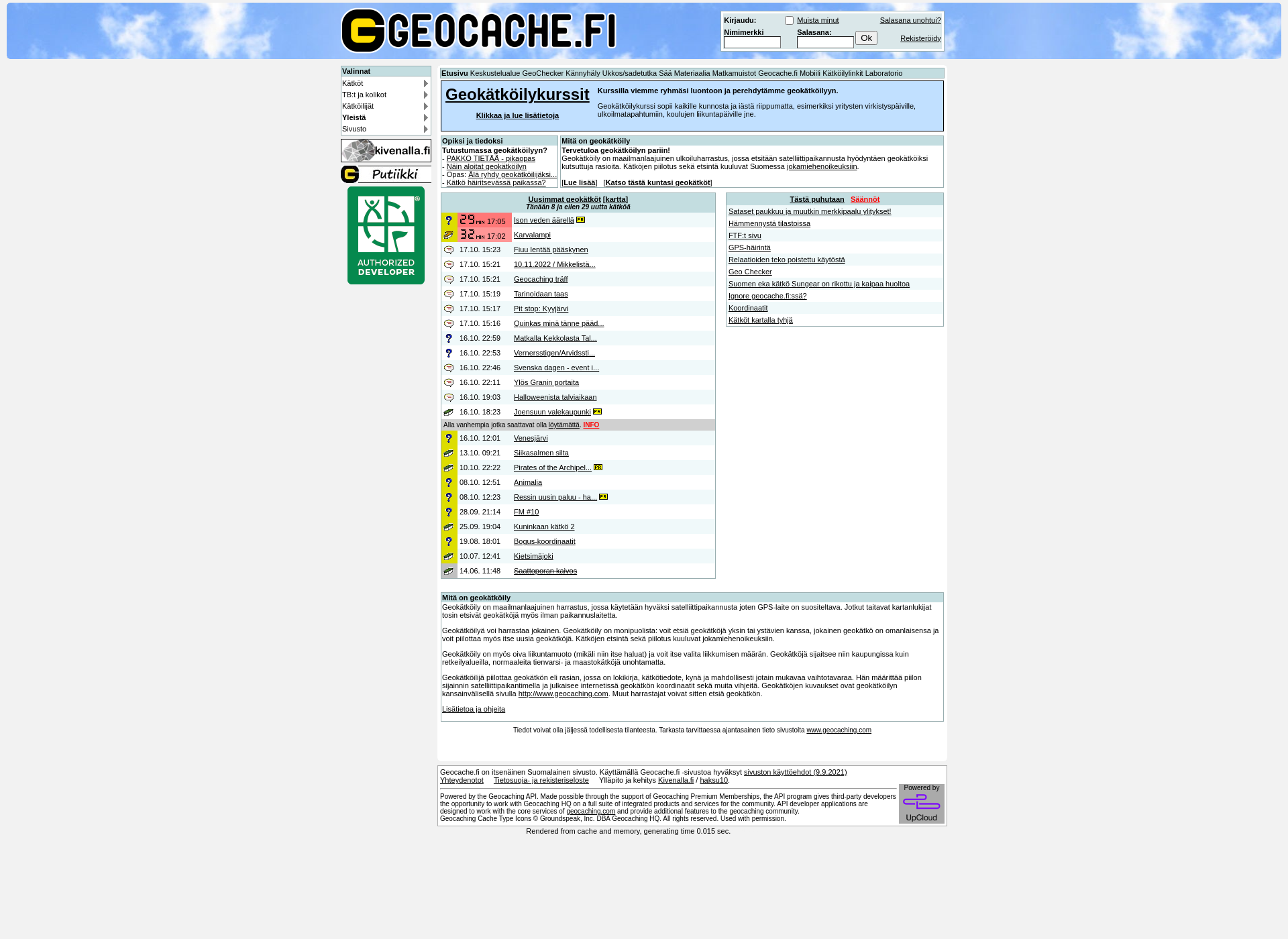 Screenshot for geocaching.fi