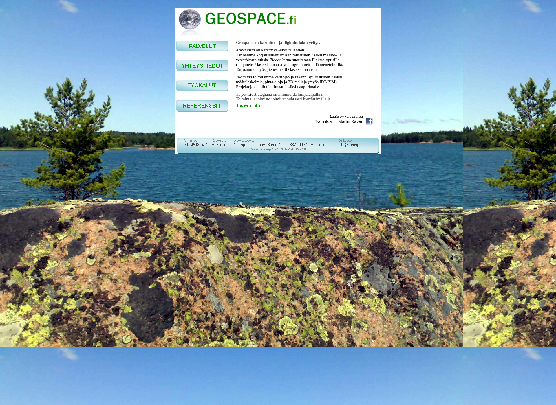 Skärmdump för geospace.fi